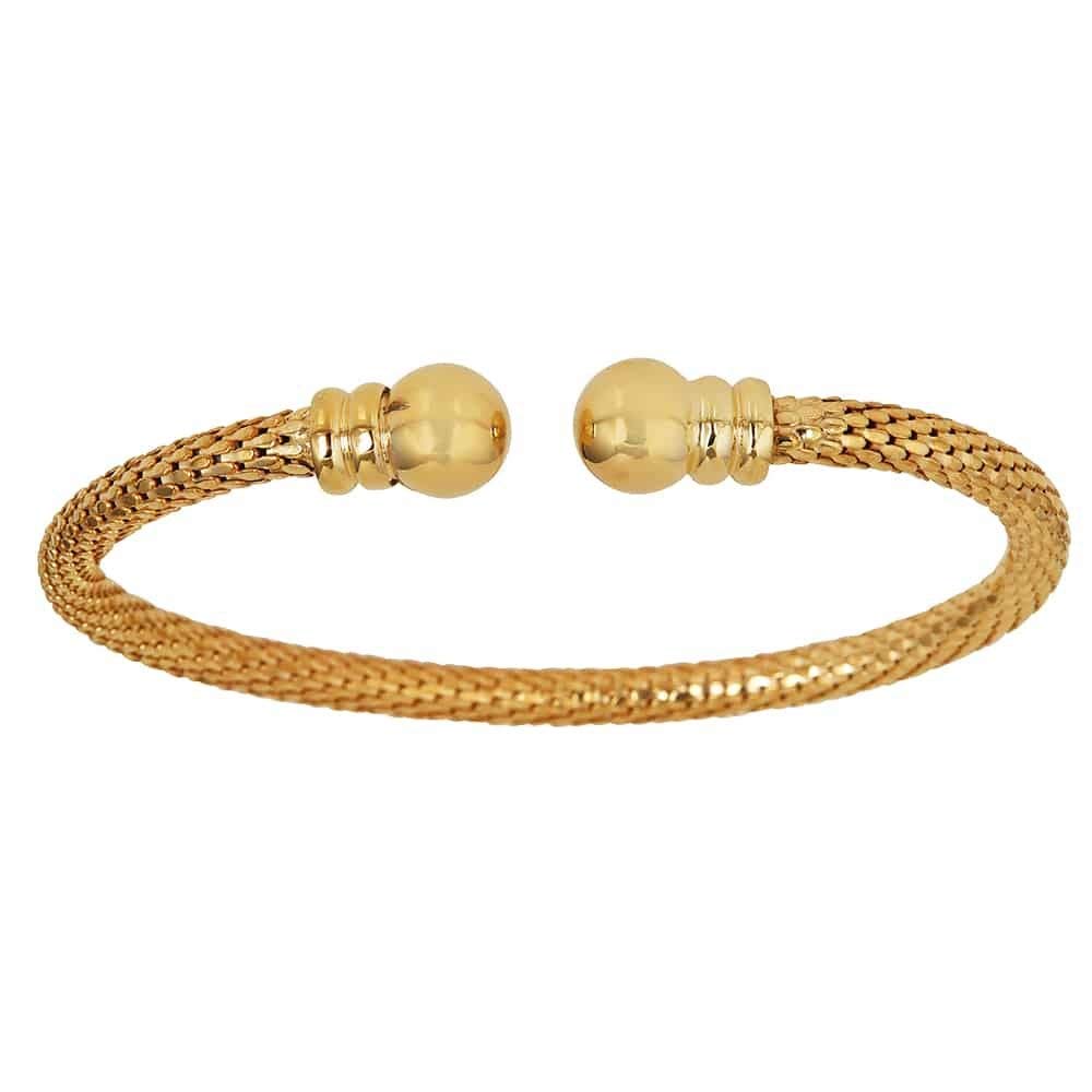 Sterling Silver Yellow Open-Ended Ball Bangle Bracelet for Women - Elegant Stackable Jewelry for Everyday Wear & Special Occasions