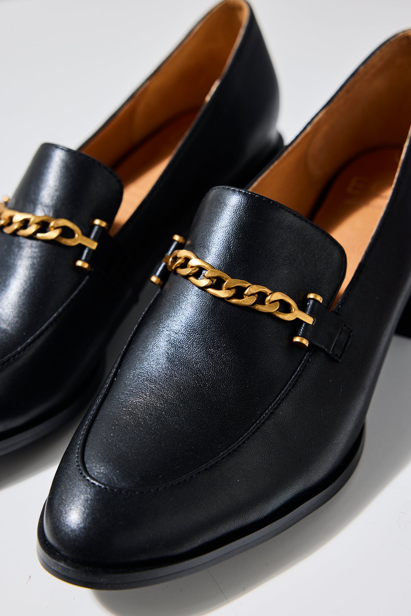 Premium Castella Black Leather Loafers with Gold Chain Detail - Stylish & Comfortable Slip-On Shoes for Men, Perfect for Business Casual, Office Wear & Formal Occasions