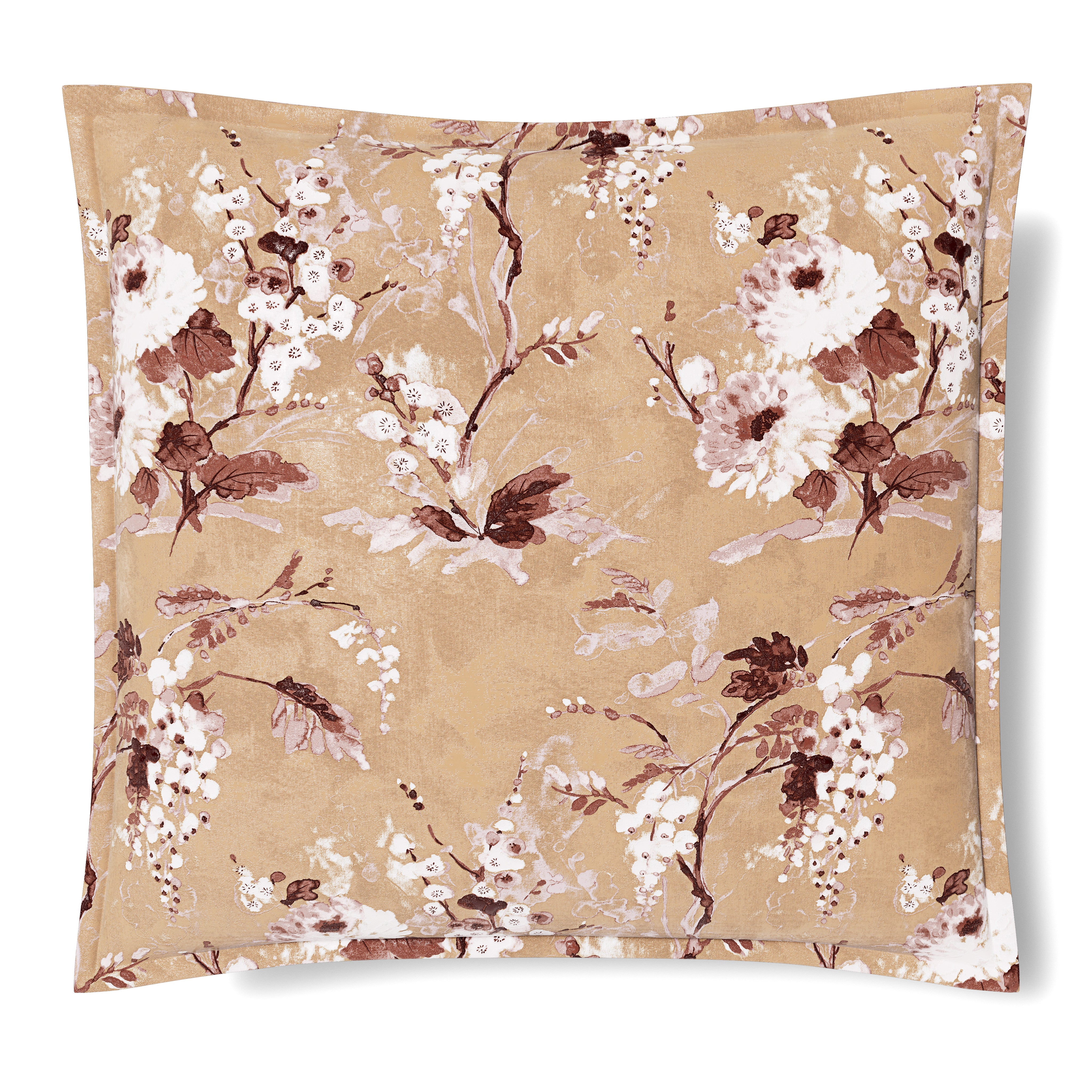 Jardin Fleur Pink & Gold Sham - Elegant Floral Decorative Pillow Cover for Bedroom, Living Room, and Sofa