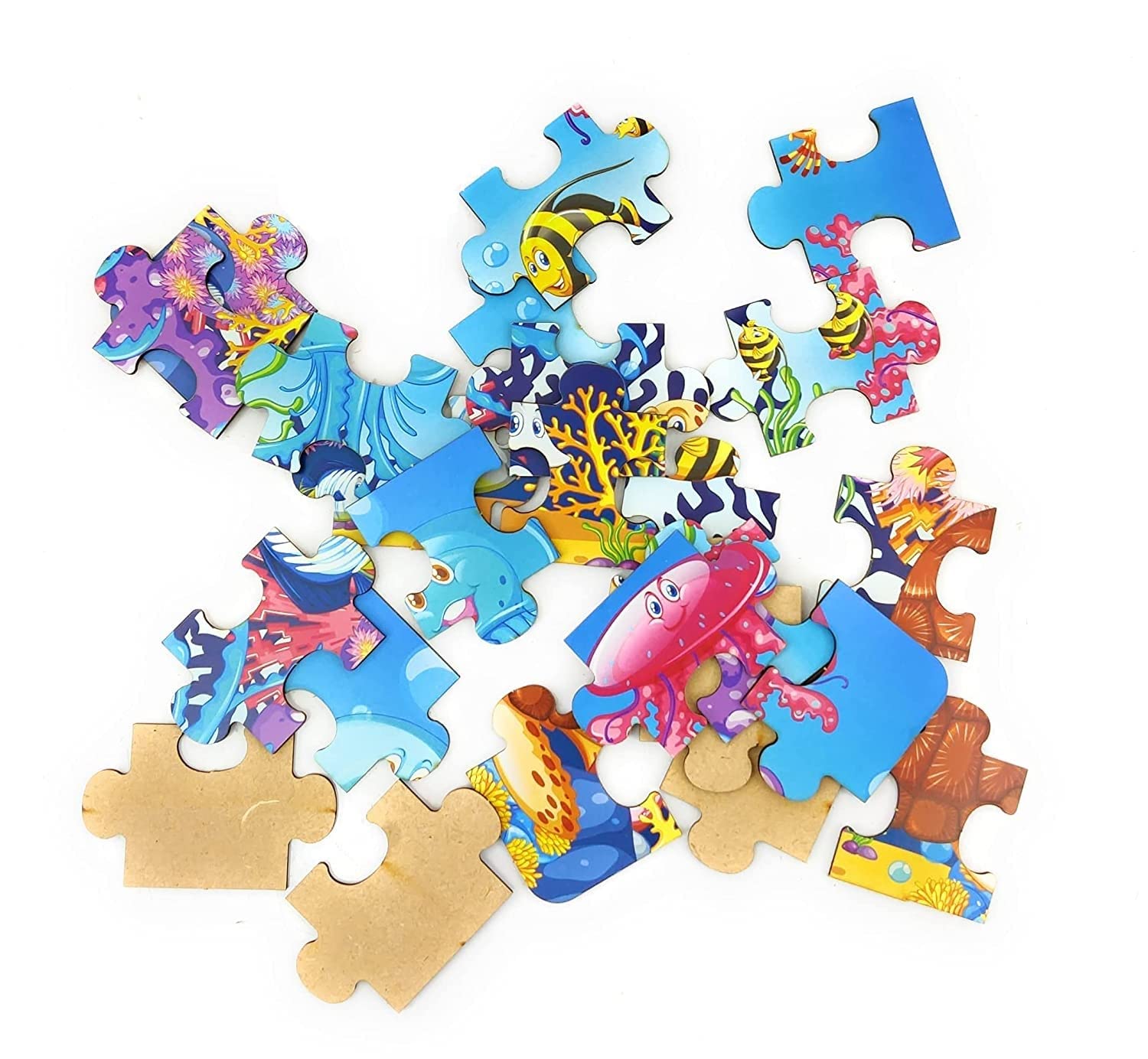 FunBlast Wooden Jigsaw Puzzle for Kids - 24 Piece Aquatic Life Learning Puzzle, Eco-Friendly Paperless Educational Toy | Perfect for Preschool Learning, Birthday Gifts & Family Game Night
