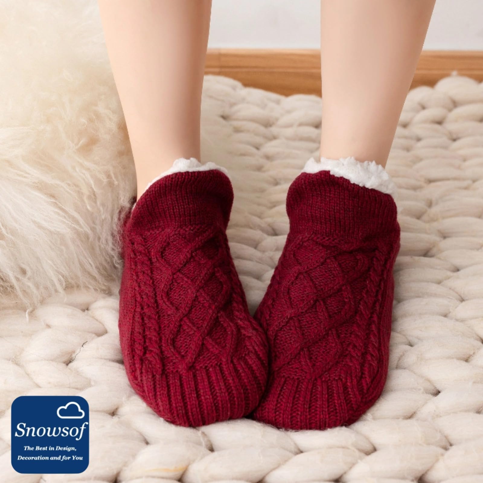 Cozy Winter Socks for Women - Ultra Warm Thermal Snow Socks with Fuzzy Lining for Cold Weather - Perfect for Snowboarding, Skiing & Indoor Comfort