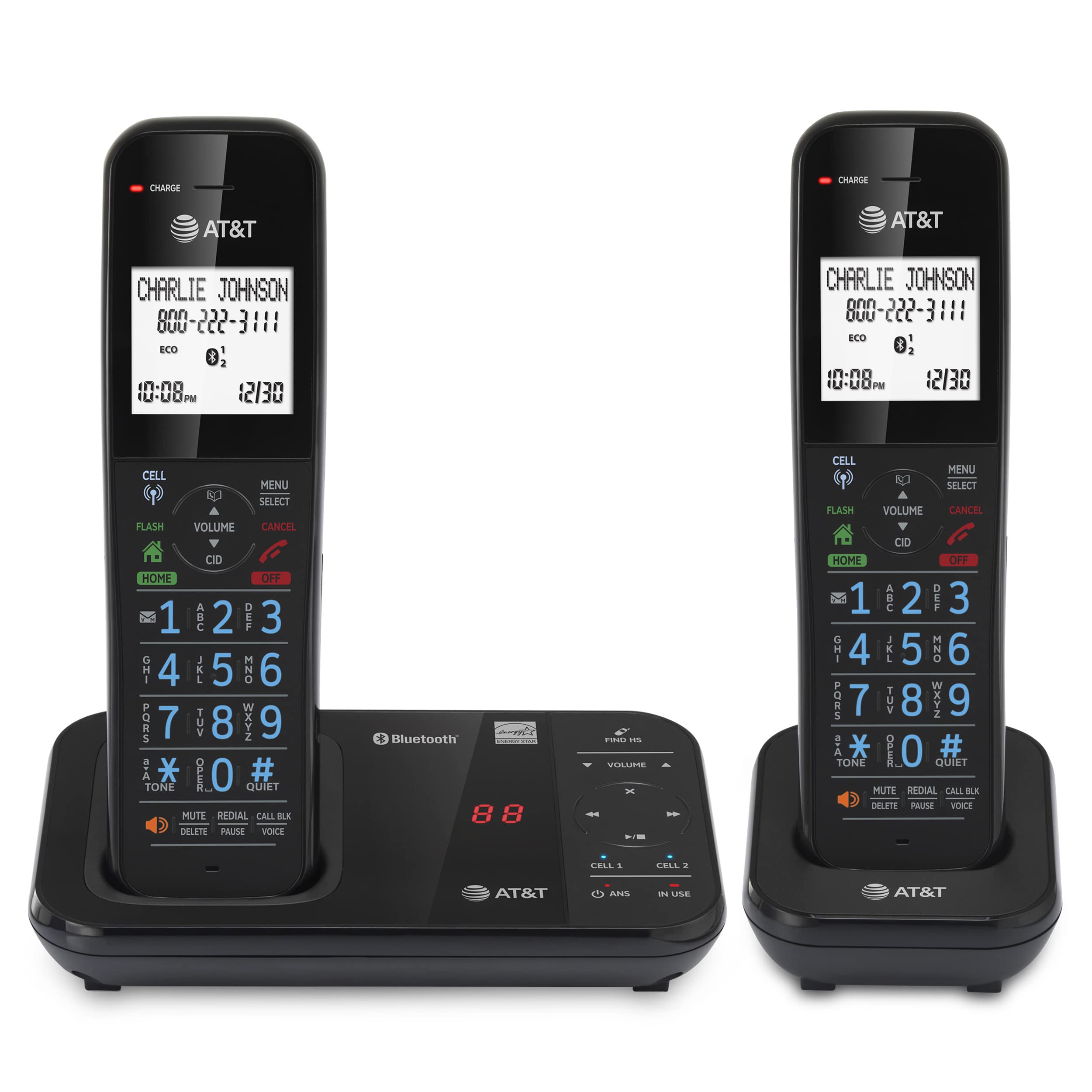 AT&T GL2113-21 Cordless Phone with Smart Call Blocker | Bluetooth Connectivity | Digital Answering Machine | Full-Duplex Speakerphone | Home & Office Communication Solution