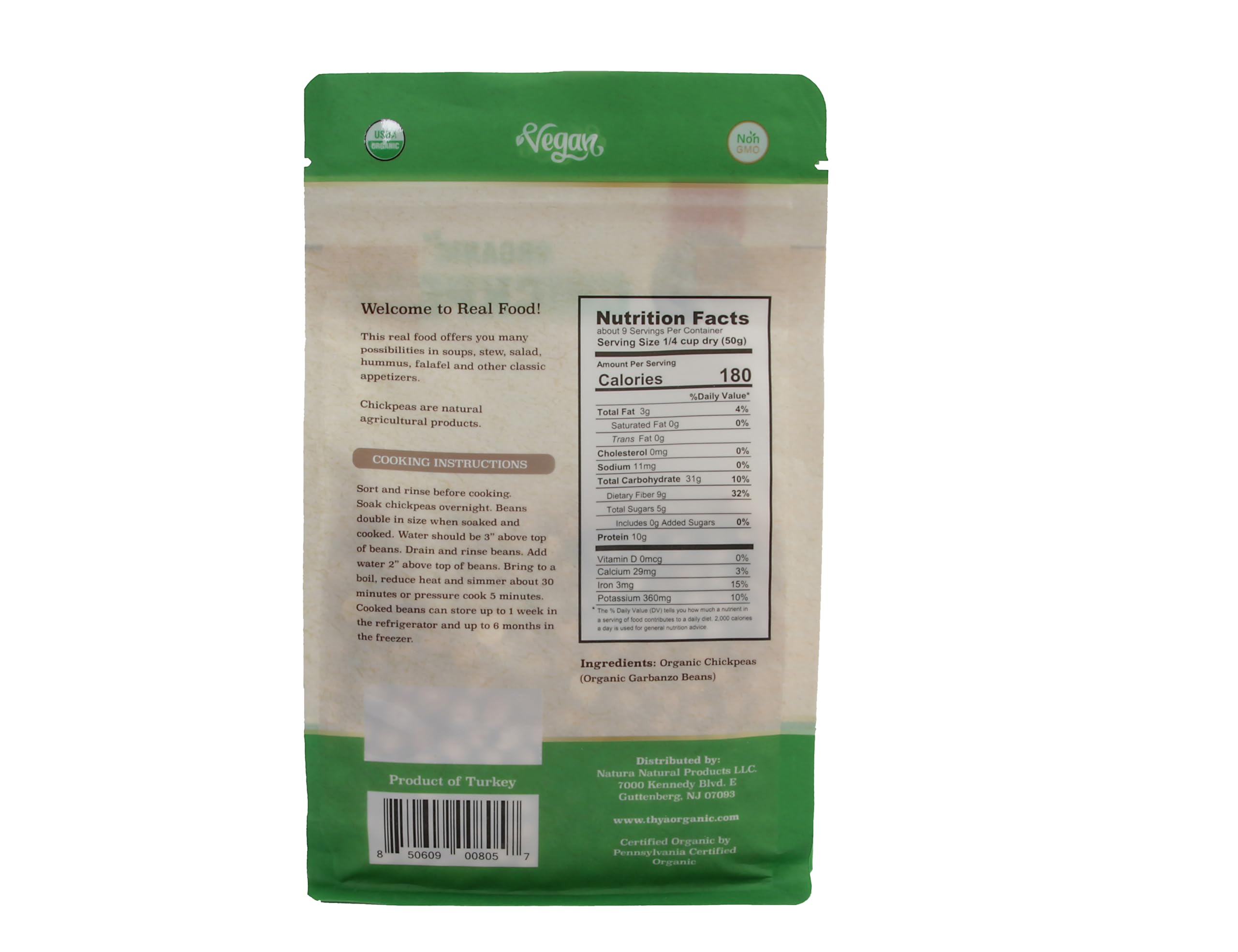 Organic Chickpeas | Non-GMO, Gluten-Free Garbanzo Beans, 9 LB (9 x 1 LB Resealable Bags) - Perfect for Hummus, Salads & Vegan Cooking