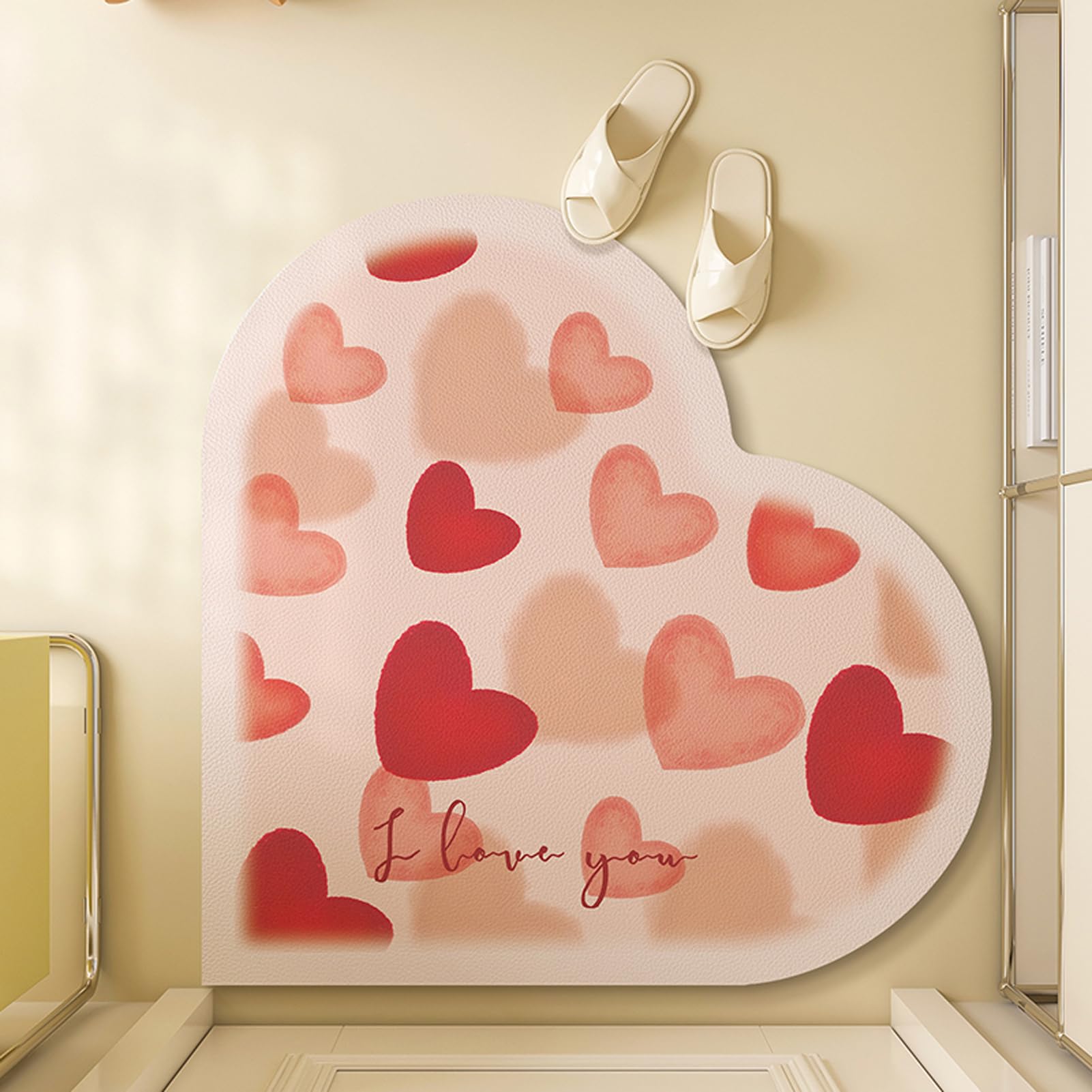 Eanpet Heart Shaped Non-Slip Kitchen Rug - Washable Water Absorbent Floor Mat for Comfortable Standing - Perfect for Kitchen, Bathroom, Sink & Laundry Room - 31.5 Inch Pink Home Decor - Ideal for Cooking, Dishwashing & Home Safety
