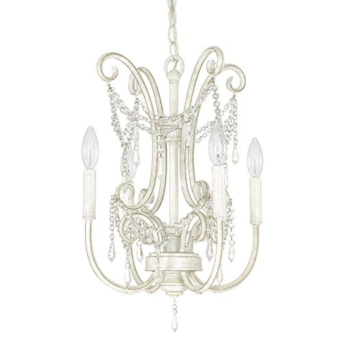 4802FW-CR 4-Light Mini Chandelier - Elegant Small Ceiling Light Fixture for Dining Room, Bedroom, or Entryway - Vintage Style Crystal Accent Lighting for Home Decor