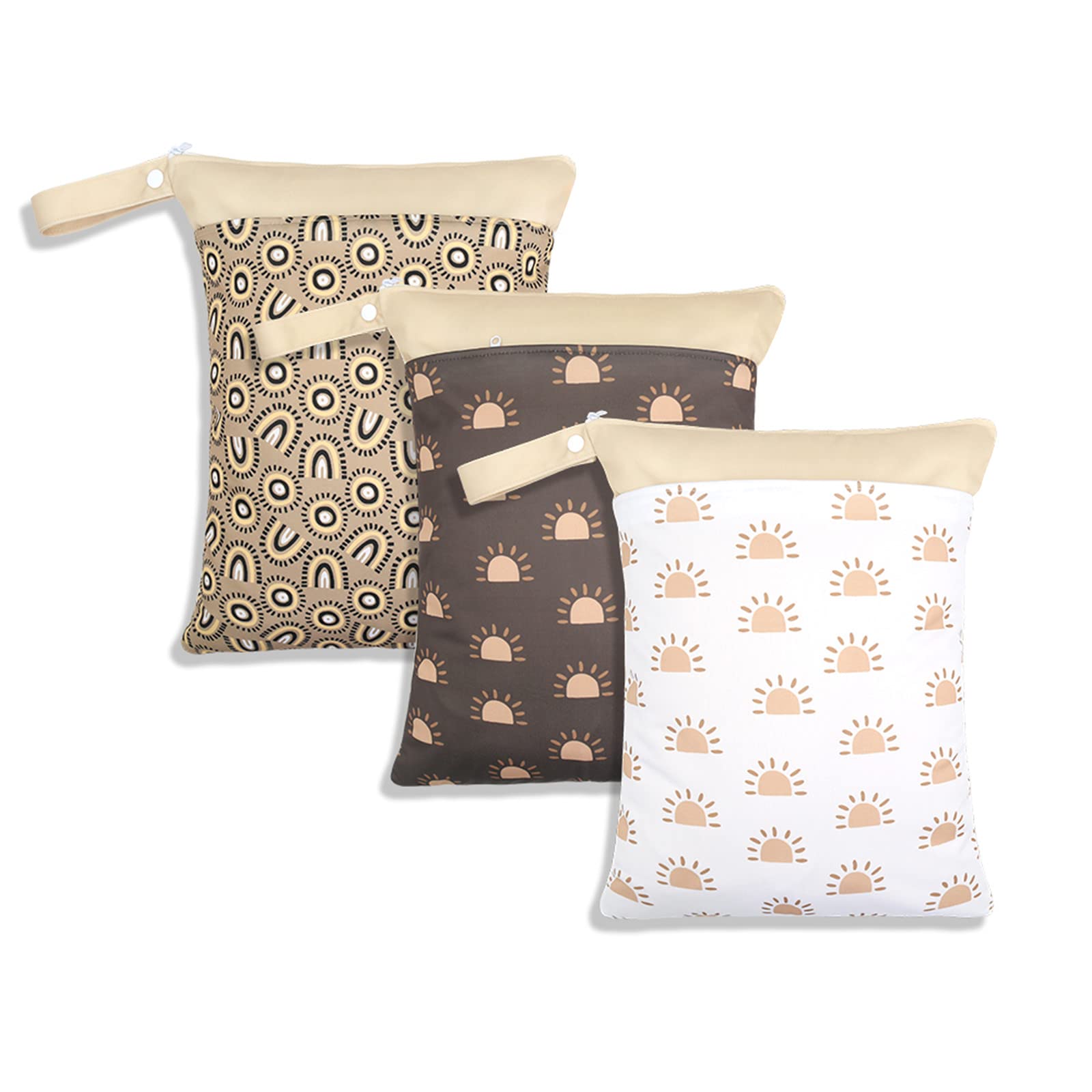 3 Pack Waterproof Wet Dry Bags for Baby Diapers & Breast Pump Parts - Reusable Zippered Storage with Handle - Perfect for Beach, Pool, Gym, Stroller, Yoga & Daycare - 11.8