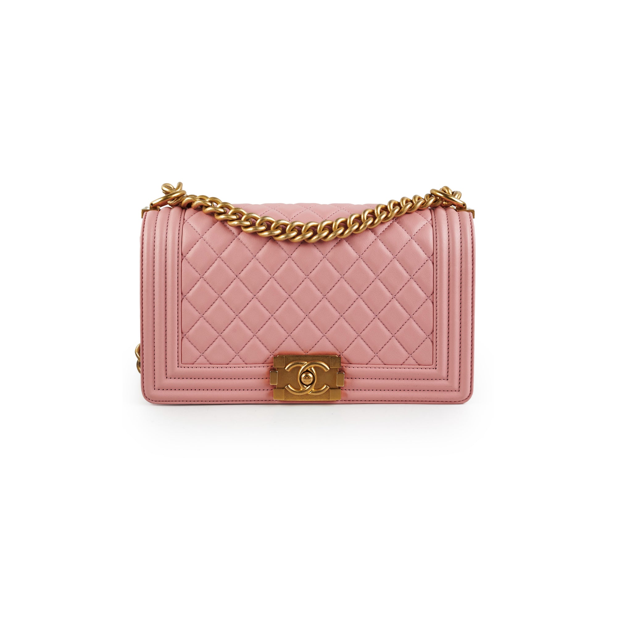 Chanel Old Medium Boy Bag in Pink Lambskin Leather - Luxury Crossbody Bag for Women, Perfect for Date Night & Special Occasions