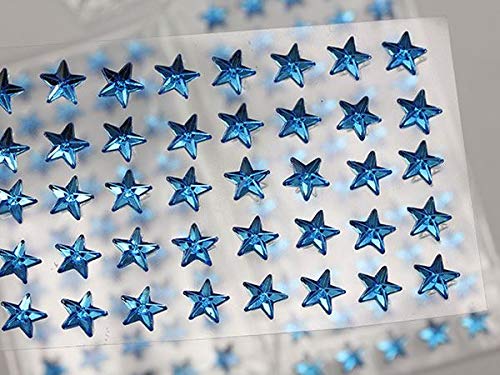 6mm Blue LQ05 Star Self-Adhesive Acrylic Rhinestones - 250PCS (5 Sheets) for DIY Crafts, Cards, Invitations, Body Jewelry & Nail Art - Perfect for Party Decorations, Scrapbooking & Fashion Accessories