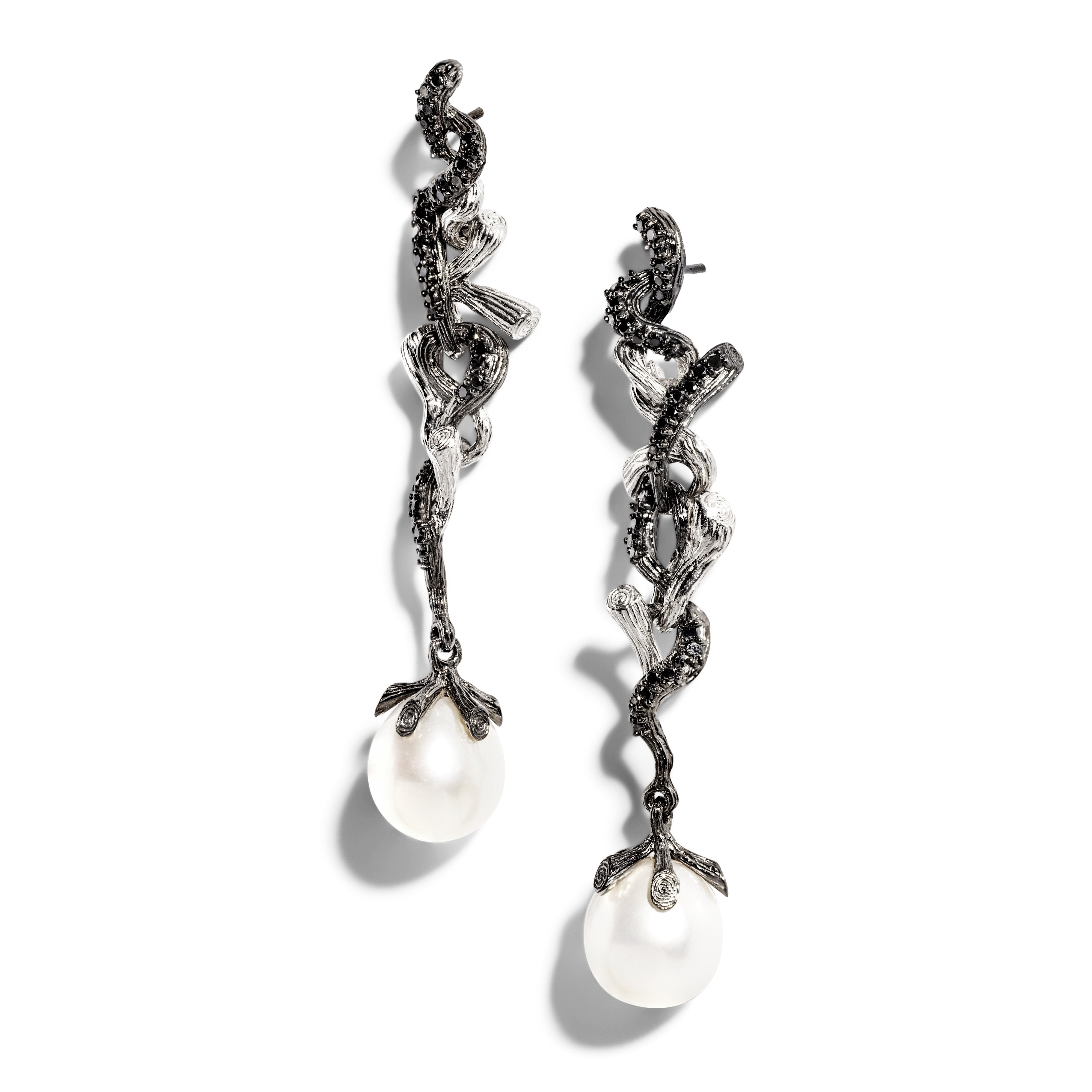 Elegant Branch Coral Earrings with Freshwater Pearls & Genuine Diamonds – Perfect for Weddings, Parties & Special Occasions
