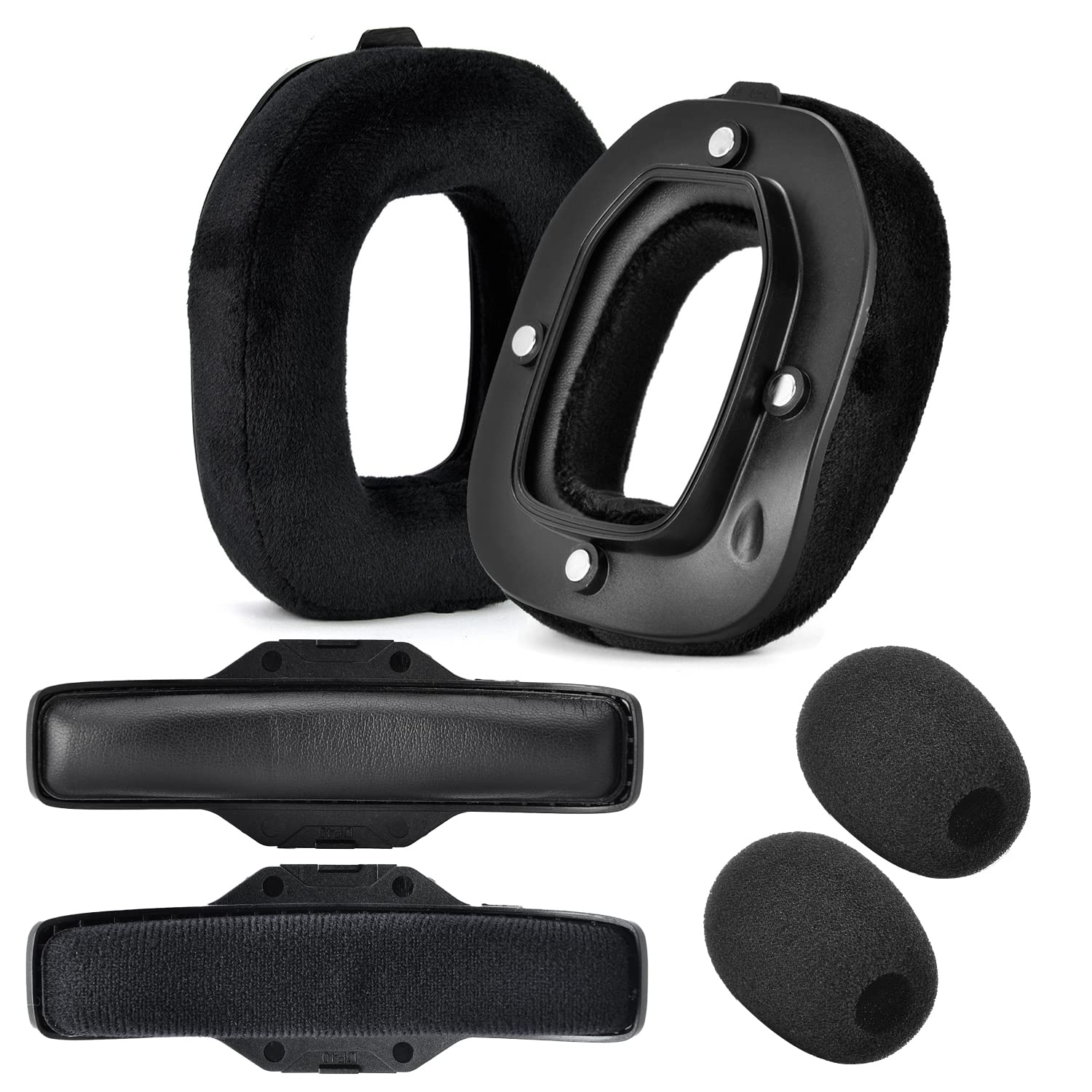 ASTRO Gaming A40 TR Replacement Ear Cushions - Thickened Velvet Ear Pads with Microphone Foam & Headband for Wired Gaming Headphones (Black) - Enhanced Comfort for Long Gaming Sessions & Streaming