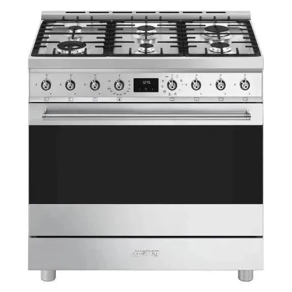 Smeg 90cm Classic Upright Stove - Retro Style Electric Range with 4 Burners & Oven | Perfect for Modern Kitchens & Home Cooking