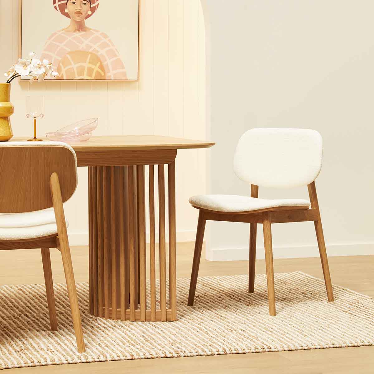 Lando Fabric Dining Chair - Solid Oak Wood Frame, Comfortable Upholstered Seat - Perfect for Kitchen, Dining Room, and Home Office Use