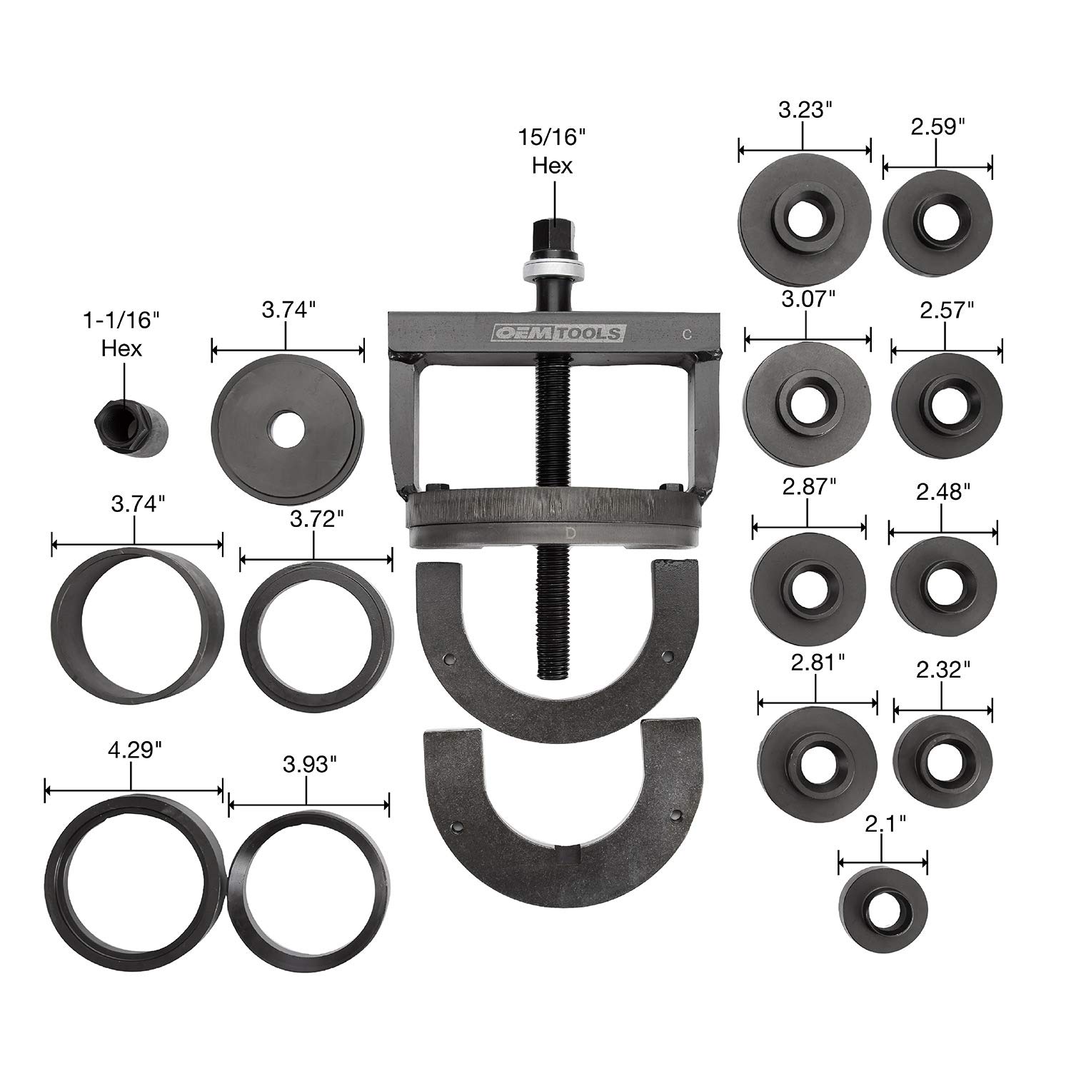 OEMTOOLS 37342 Master Wheel Bearing Removal and Installer Kit - Universal Fit for Most Front, Rear & AWD Vehicles - Self-Centering Design - Perfect for DIY Auto Repair & Professional Mechanic Use
