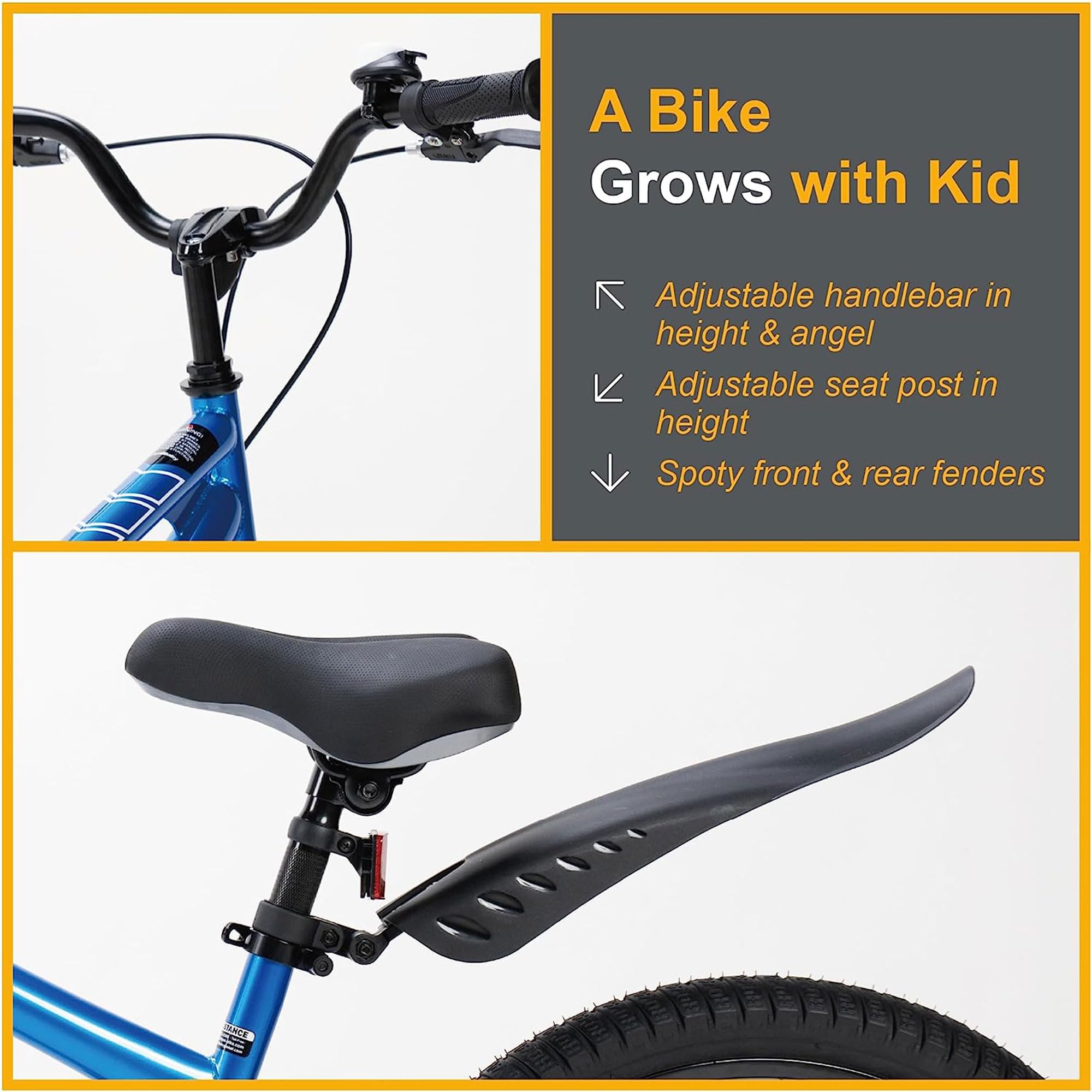 RoyalBaby Kids Bike 12-20 Inch - EZ Balance to Pedal Transition Bicycle with Dual Handbrake for Boys & Girls Ages 3-10 | Perfect for Learning to Ride, Backyard Fun & Neighborhood Adventures