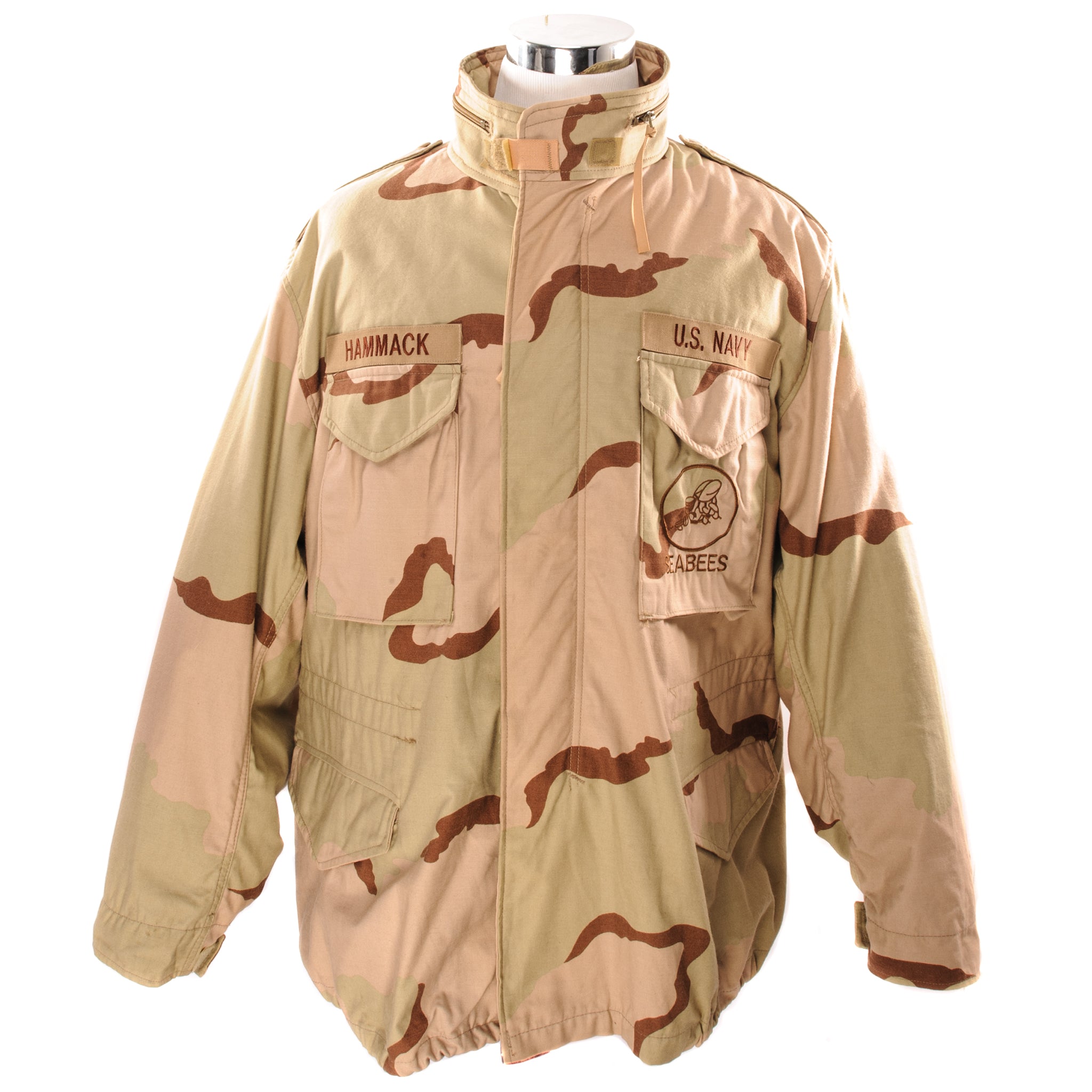 Vintage US Navy Seabees M-1965 M65 Field Jacket - Desert Camouflage Pattern (1999) - Size XL Regular - Military Surplus Outerwear for Hunting, Hiking & Outdoor Adventures