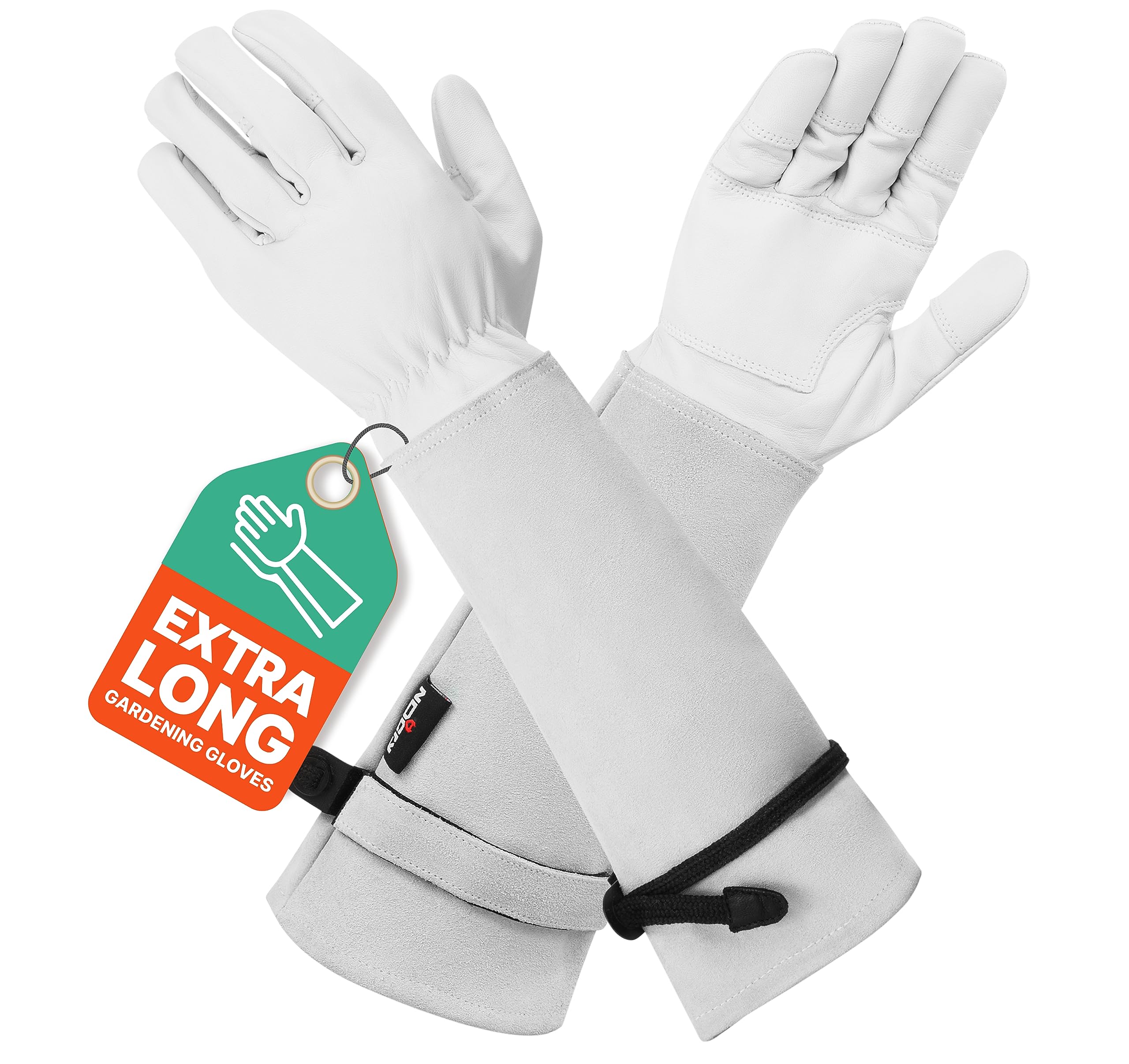 NoCry Premium Rose Pruning Gloves for Women - 100% Natural Leather, Reinforced Palms & Fingers - Thorn Proof Gardening Gloves for Roses, Cactus, Shrubs - Ideal for Landscaping, Flower Arranging & Outdoor Work