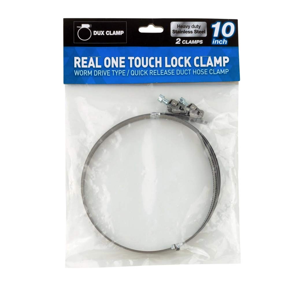 10 Inch Stainless Steel Duct Clamps Hose Clamp - Heavy Duty HVAC Pipe Clamps (Pack of 2) for Air Duct, Exhaust Pipe, and Automotive Hose Connections