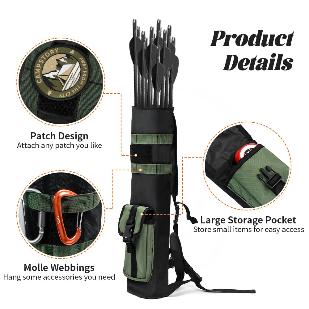 PSKOOK Lightweight Archery Back Quiver - Durable Arrow Holder for Hunting & Target Practice | Perfect for Outdoor Adventures & Competitive Shooting