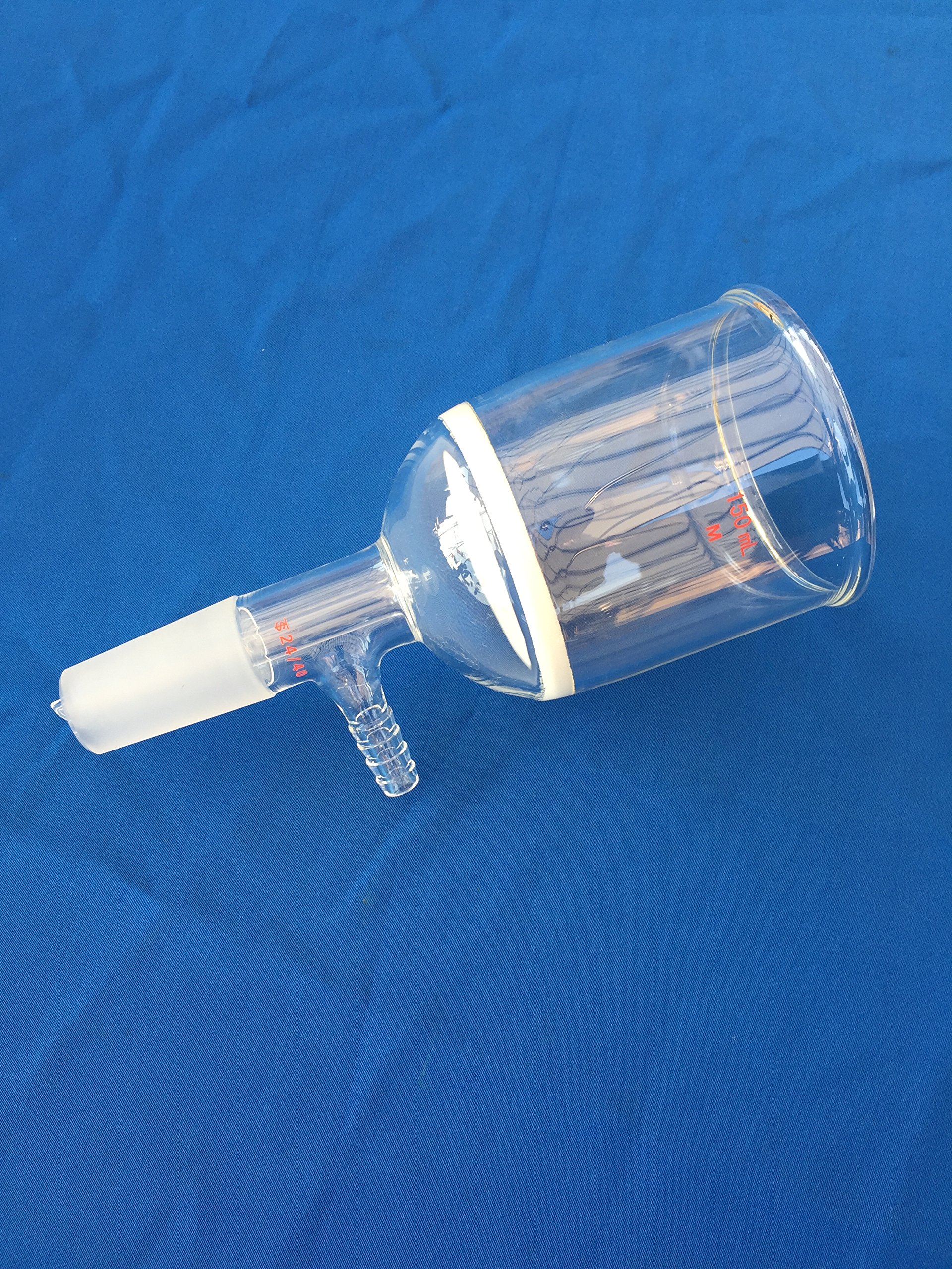 Premium 150ml Glass Vacuum Buchner Funnel with 24/40 Joint & Medium Porosity - Lab Filter Funnel for Chemistry Experiments, Distillation & Scientific Research