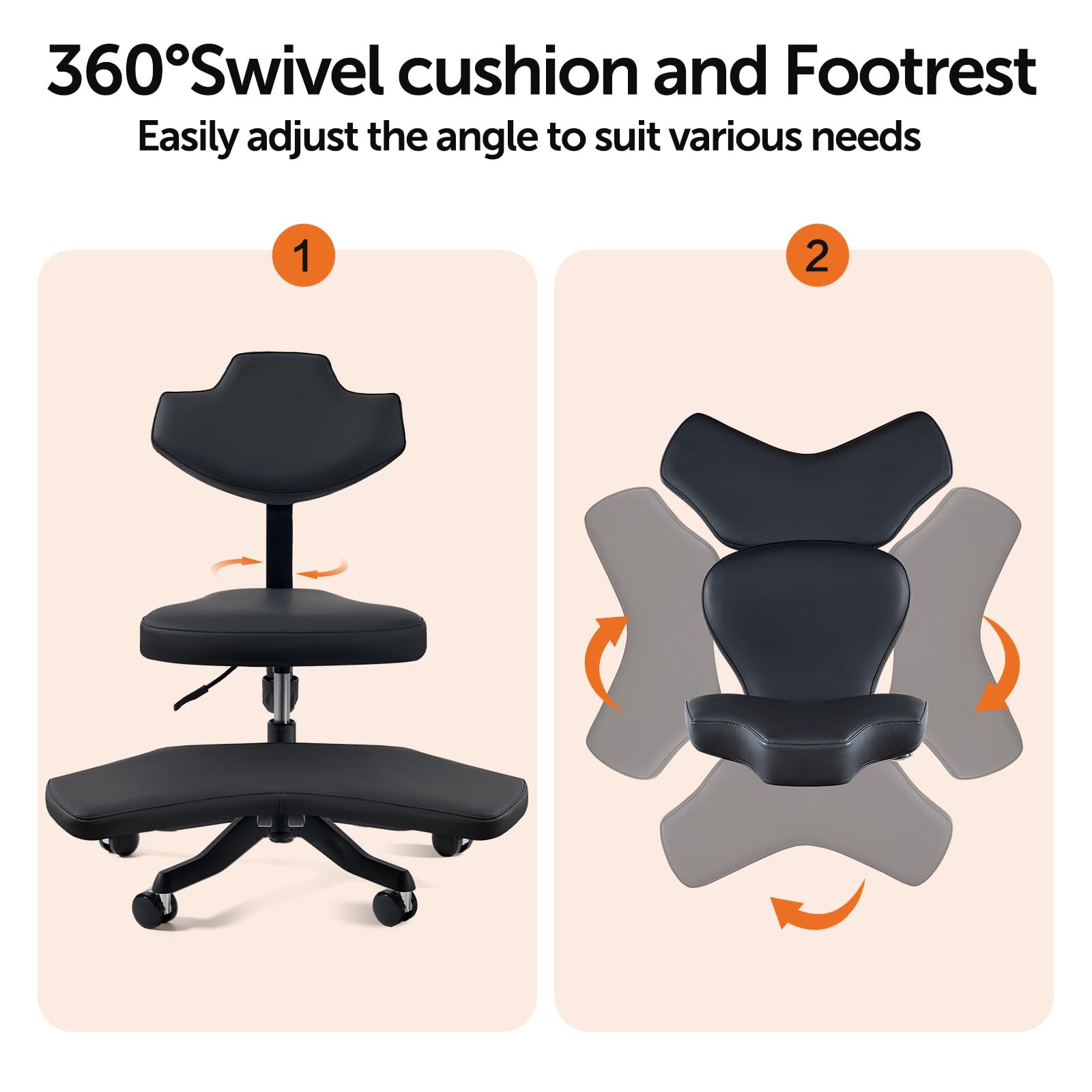 Ergonomic Cross-Legged Meditation Chair for Office & Yoga - Adjustable Height Kneeling Stool with Lumbar Support & Wheels - Perfect for ADHD Focus, Home Office, and Meditation Spaces