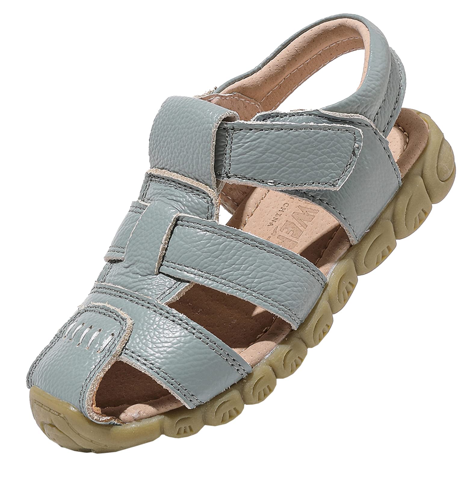 DADAWEN Kids Leather Closed Toe Sport Sandals for Boys & Girls - Comfortable Outdoor Play Shoes for Toddler, Little Kid & Big Kid | Perfect for Beach, Park & Summer Adventures