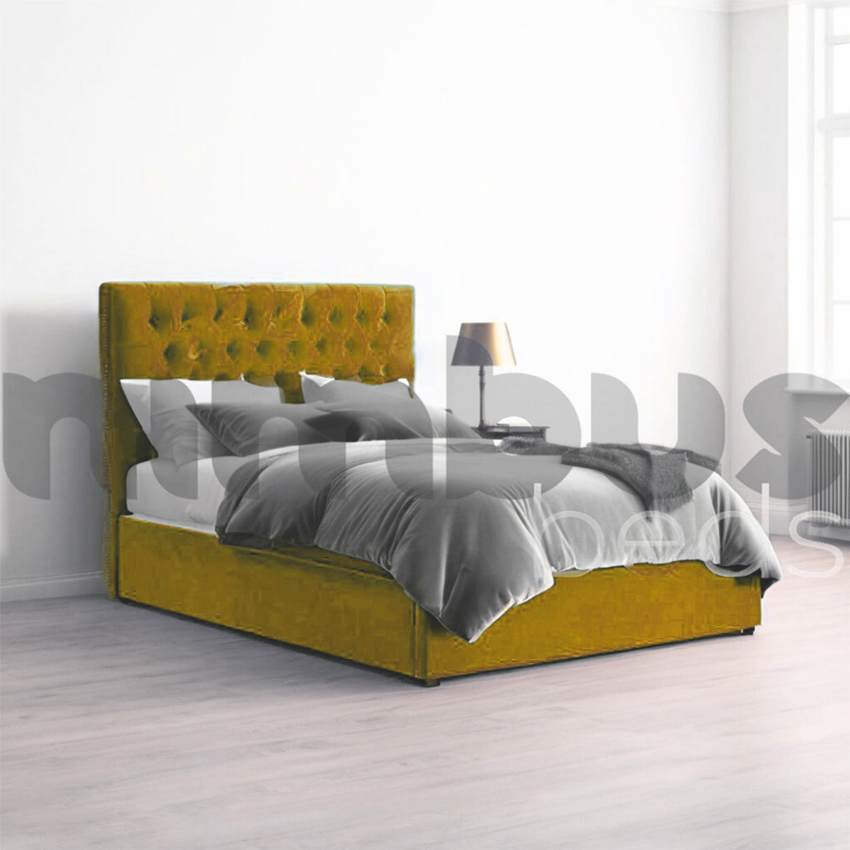 Chesterfield Bed Frame - Queen Size Upholstered Platform Bed with Button Tufting & Wooden Slats | Elegant Bedroom Furniture for Master Suite, Guest Room & Apartment