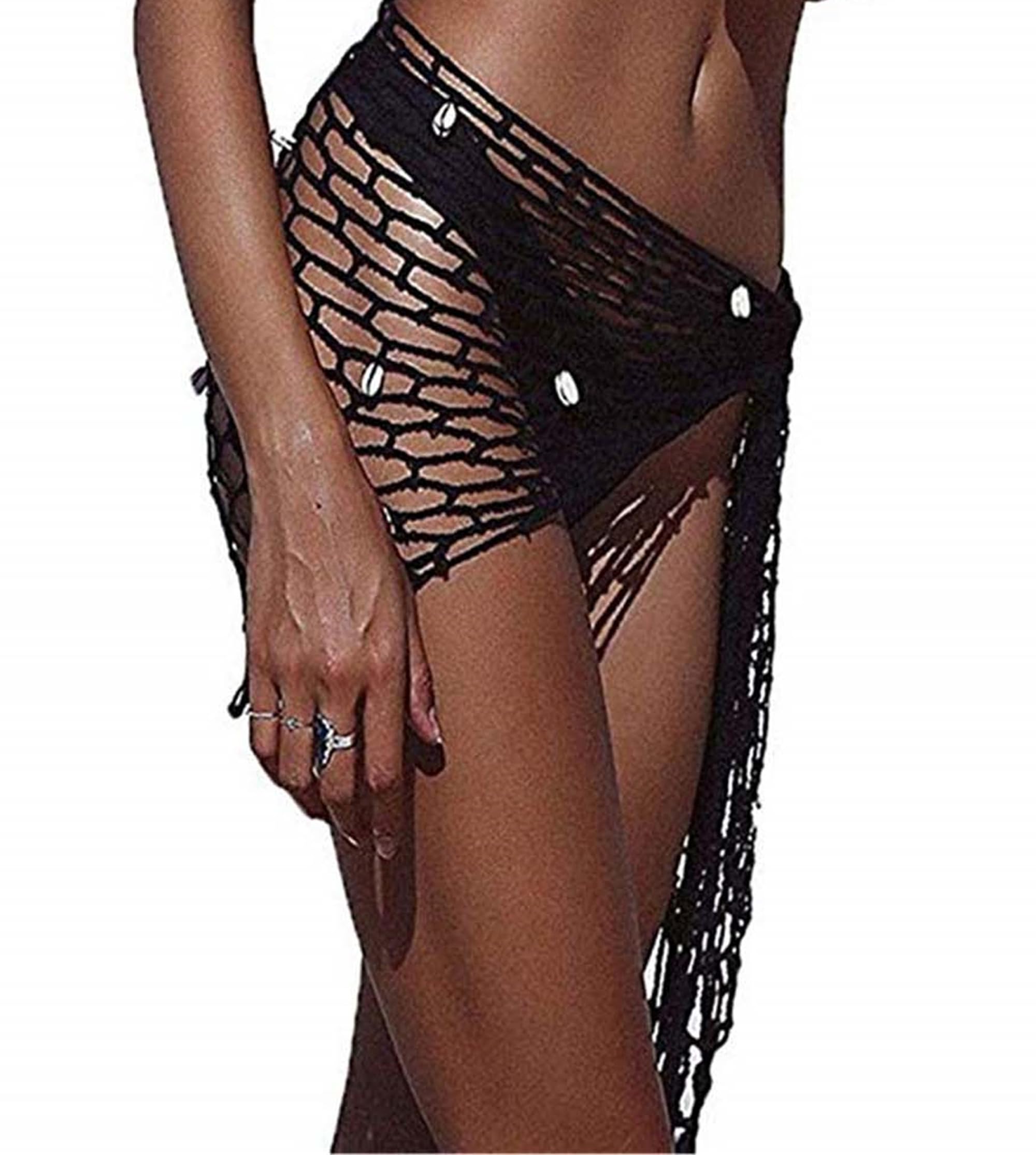 Sexy Fashion Beach Cover Up - Hand Crochet Shawl Capelet for Women, Sunscreen Net Swimwear Cover Up (Black) | Perfect for Poolside, Beach Vacation & Summer Outings