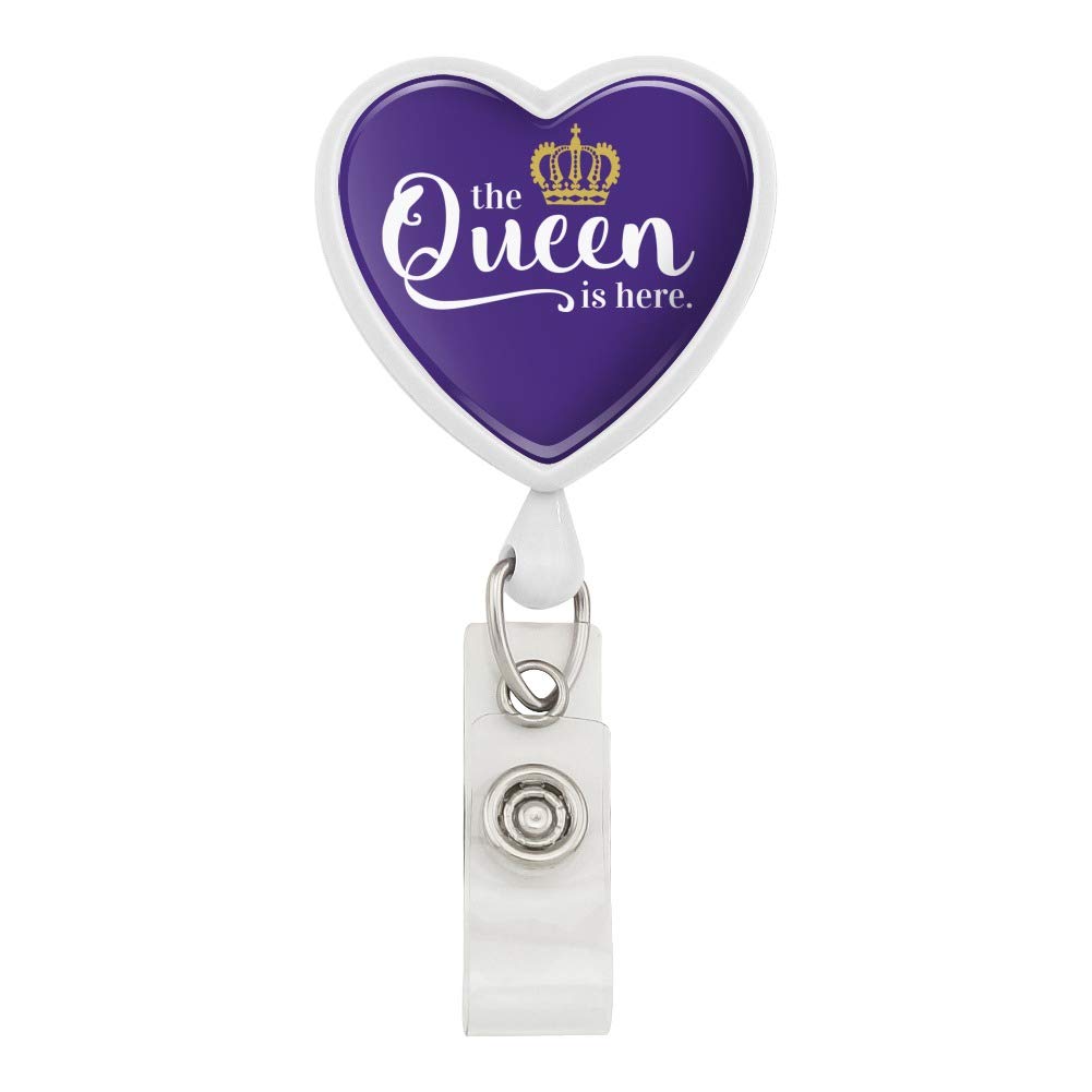 Royal Queen Crown Heart Lanyard - Retractable Reel Badge ID Card Holder for Work, Events & Conventions | Elegant Accessory for Nurses, Teachers & Professionals