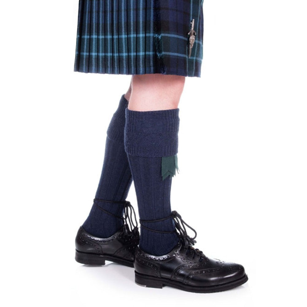 Premium Scottish Kilt Socks - Navy Blue Tartan Wool Blend for Men & Women | Perfect for Highland Dress, Weddings & Celtic Events