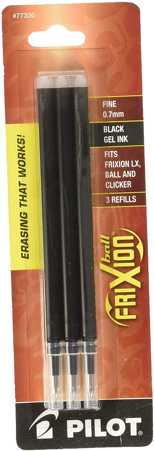 Pilot FriXion Erasable Gel Ink Pen Refills - Fine Point 0.7mm Black Ink, 7 Pack (21 Refills Total) - Perfect for Note Taking, School Work & Office Documents