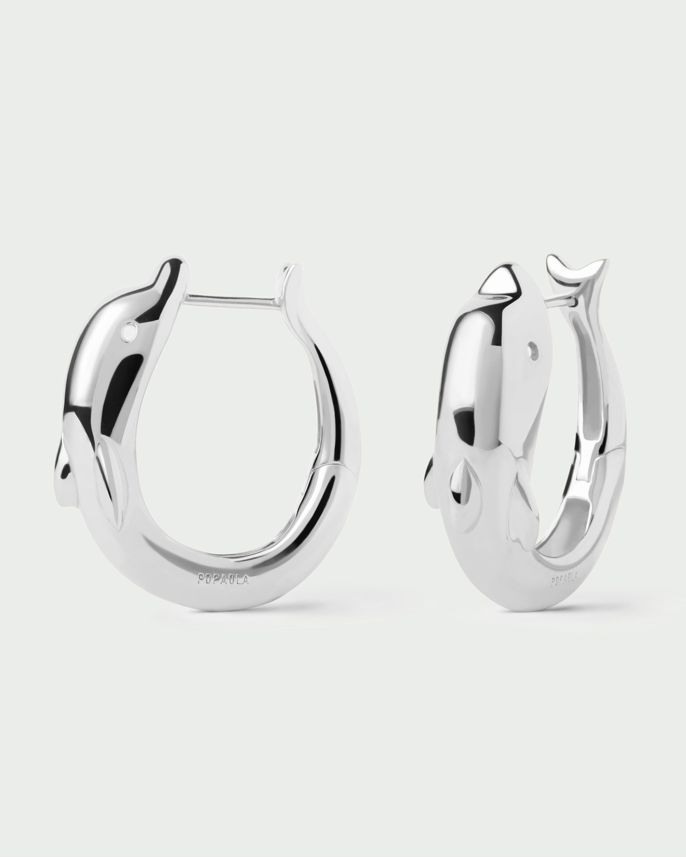 Dolphin Silver Hoop Earrings for Women - Trendy Marine Animal Jewelry - Perfect for Beach, Party & Everyday Wear