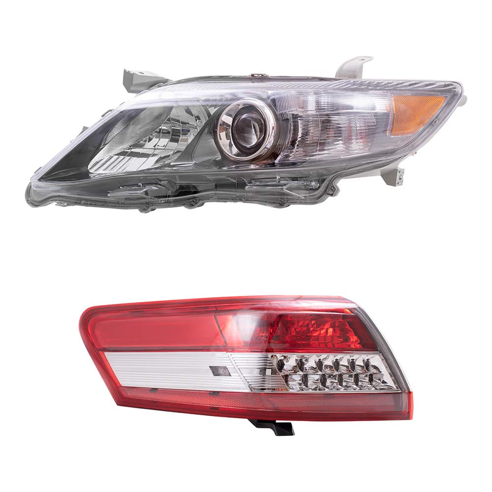 Smoked Lens Headlights & Quarter Mounted Tail Lights 4-Piece Set for 2010-2011 Toyota Camry SE (USA Built) - Replacement Driver & Passenger Side Lights for Enhanced Style and Visibility - Perfect for Night Driving and Car Customization