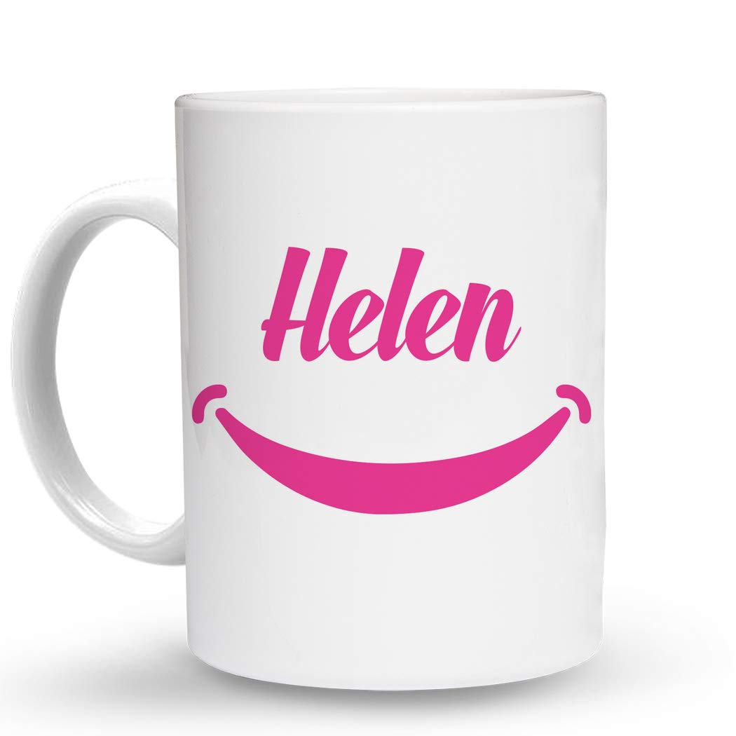 Makoroni Helen Female Name - 11 Oz Unique Coffee Mug, Ceramic Tea Cup with Handle, Perfect for Coffee, Tea, Hot Chocolate - Great Gift for Women, Birthday, Mother's Day, Office Use, Home Decor