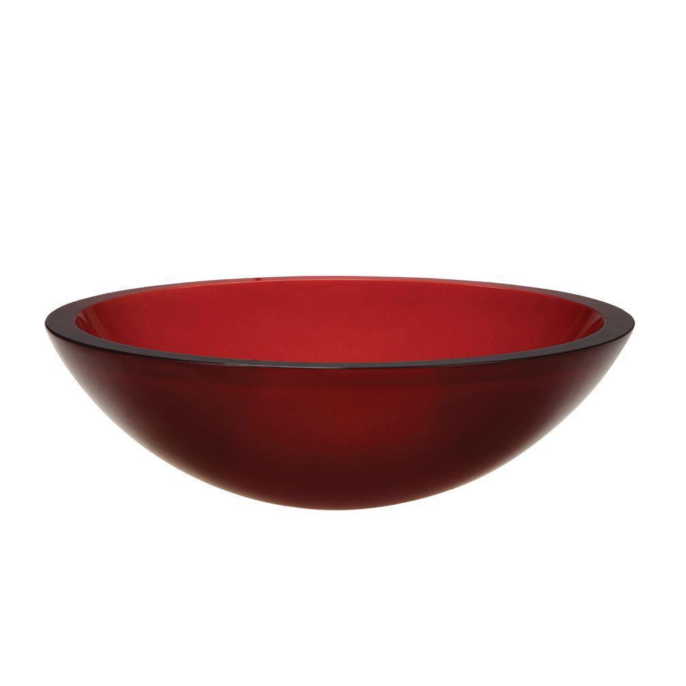 Frosted Glass Decolav Translucence Vessel Sink - Modern Red Bathroom Sink for Vanity & Powder Room Decor (Model 542890) | Perfect for Contemporary Home & Spa Bathroom Designs