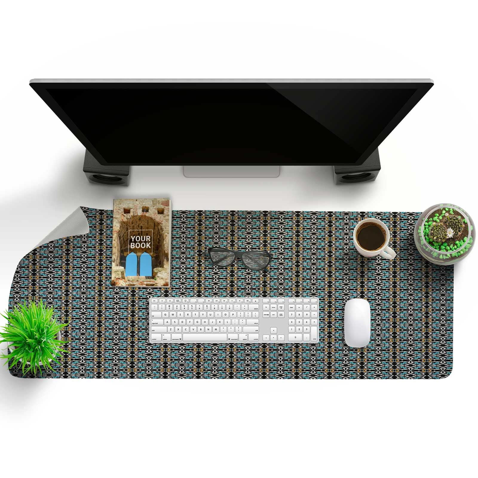 Vintage Leather Desk Mat - Non-Slip Large Mouse Pad for Laptop & Keyboard | Office Decor & Gaming Setups | Multicolor Extended Workstation Accessory for Home & Office Use