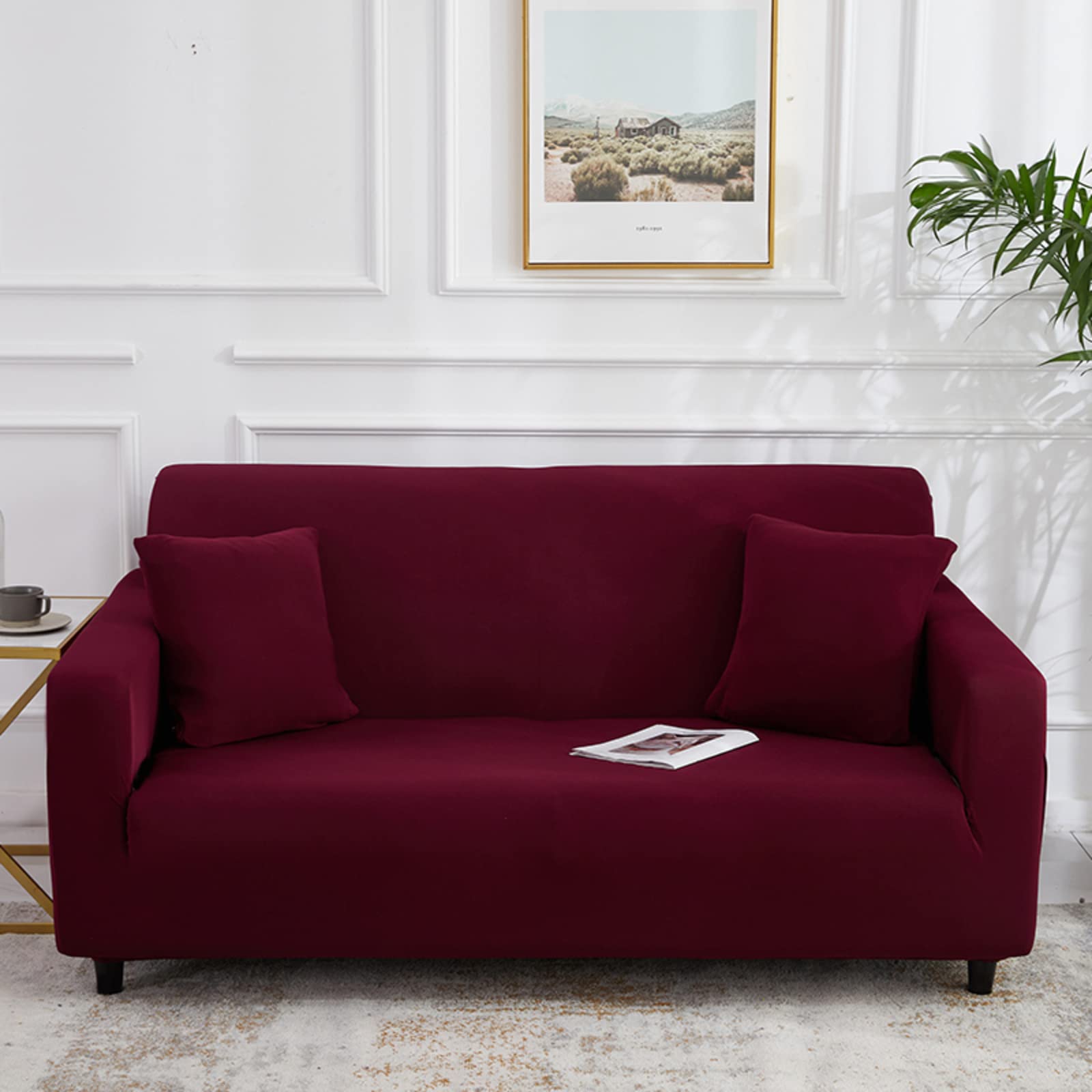 Washable Sofa Slipcover for 5-Seater XXL Sofa - Comfortable, Pet & Kid-Friendly Furniture Protector with Tie Straps - Solid Color Couch Cover for Living Room, Home Decor (Indoor Use)