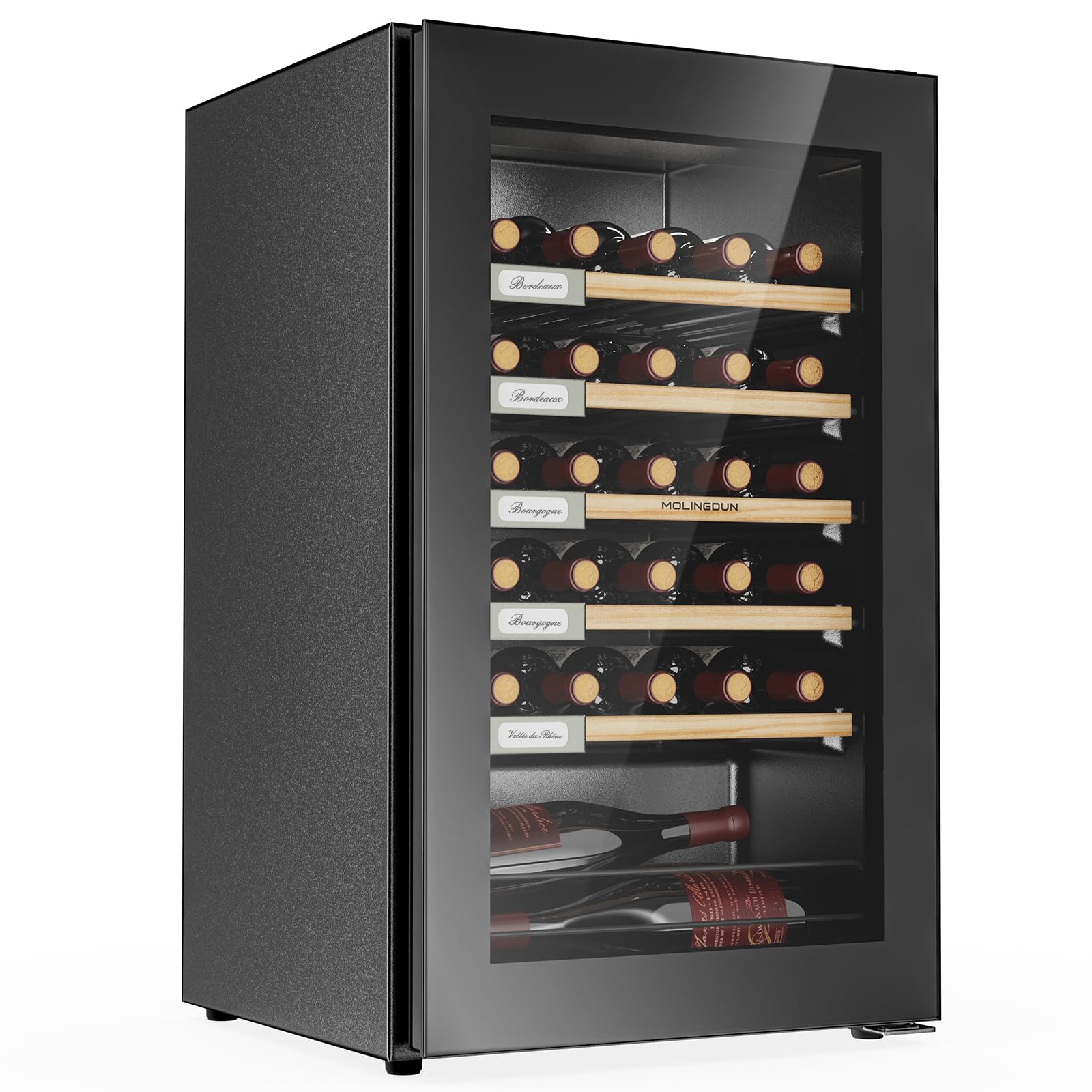 33 Bottle Freestanding Wine Cooler Refrigerator - Intelligent Compressor, Frost-Free Glass Door, 41-64°F Digital Temperature Control for Red/White/Champagne Wines - Perfect for Home Bars, Restaurants & Wine Cellars