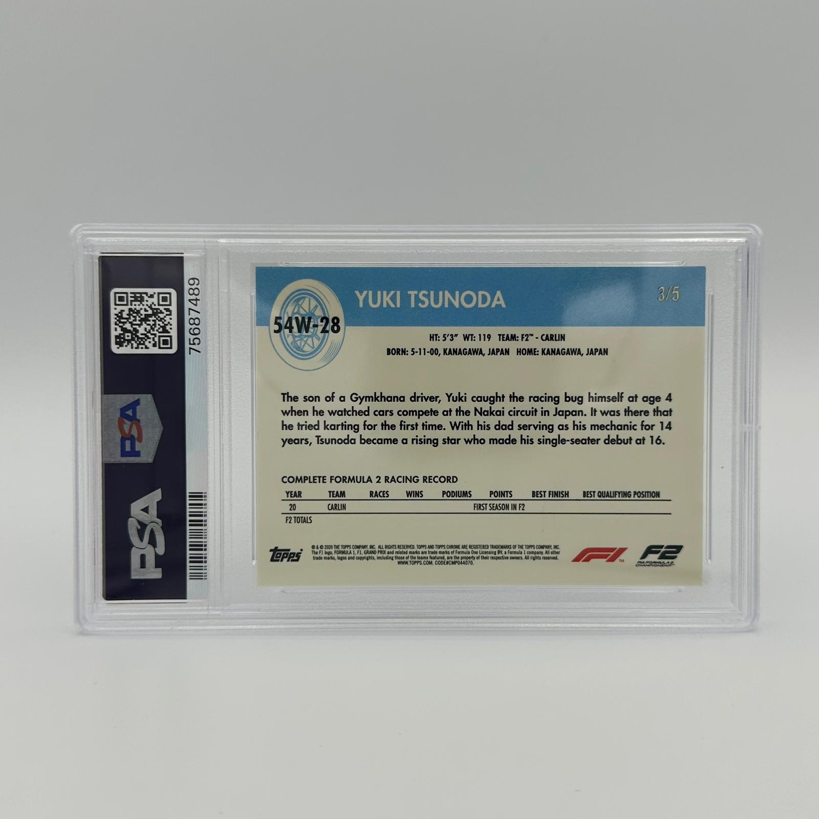 PSA 8 Yuki Tsunoda F2 Driver #54W 28 Red Refractor - Rare Racing Collectible for F1 Fans & Sports Memorabilia Enthusiasts
