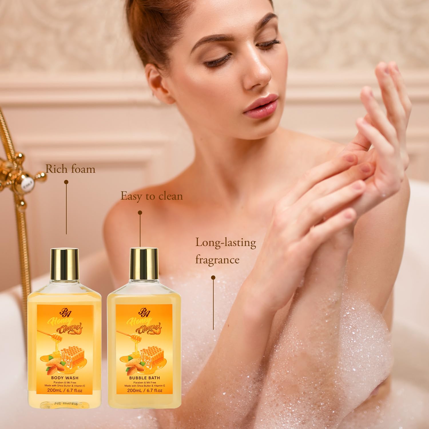 Luxury 13-Piece Spa Gift Set for Women - Honey Almond Scented Bath & Body Care Kit with Body Wash, Bubble Bath, Bath Soak & Manicure Set | Perfect Birthday Gift for Mom, Wife, Her | Relaxing Home Spa Experience & Self-Care Retreat