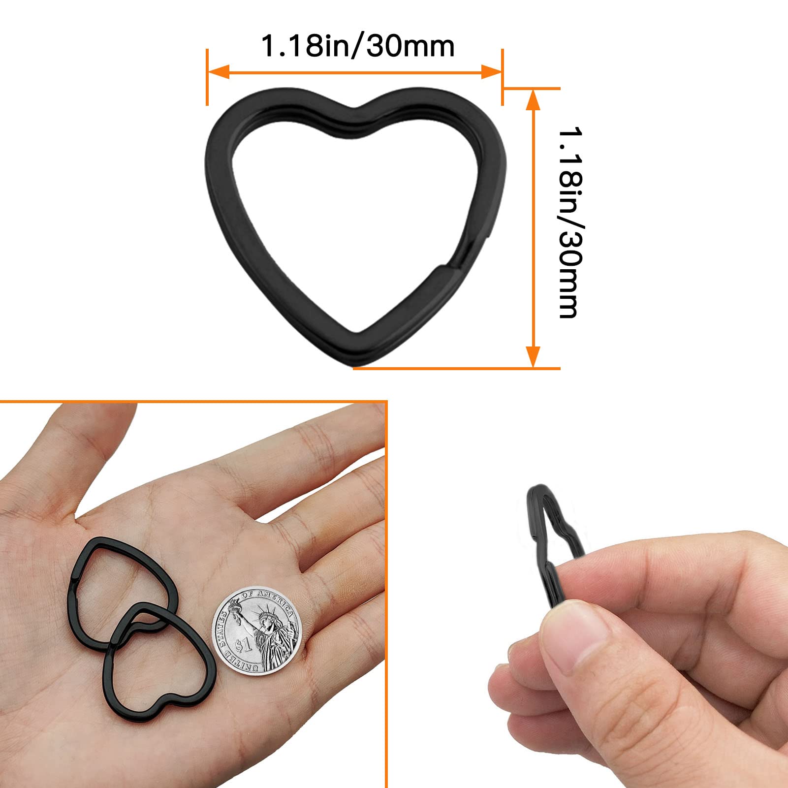 50pcs Heart Key Rings - DIY Metal Keychains for Home, Office & Car Organization | Arts & Crafts Supplies