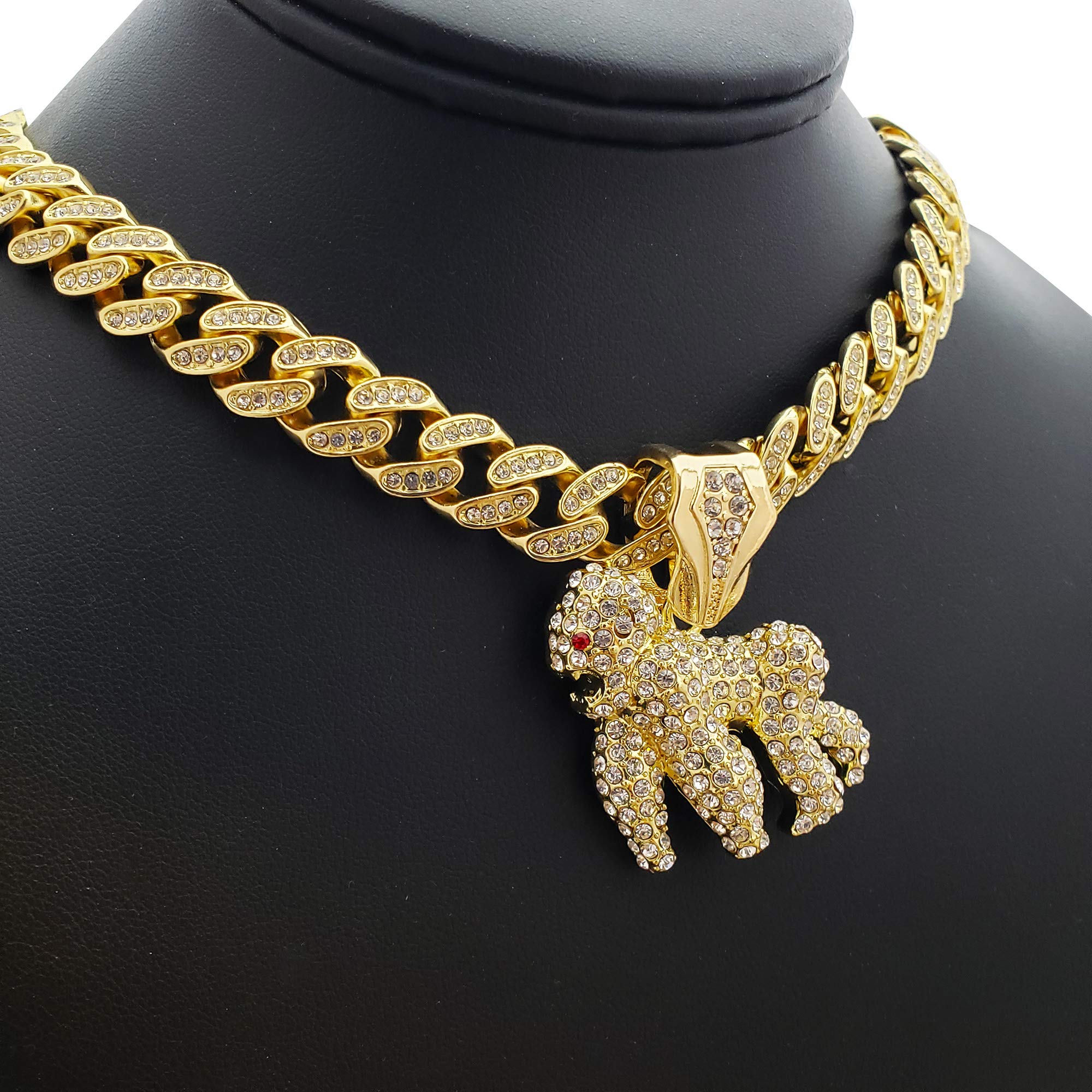 Hip Hop Gold Plated Gorilla Pendant & 18
