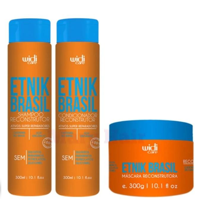 Etnik Brasil Moisturizing Hair Reconstructor Repairing Kit - 3x300ml for Damaged Hair | Widi Care | Deep Conditioning Treatment for Dry & Frizzy Hair at Home
