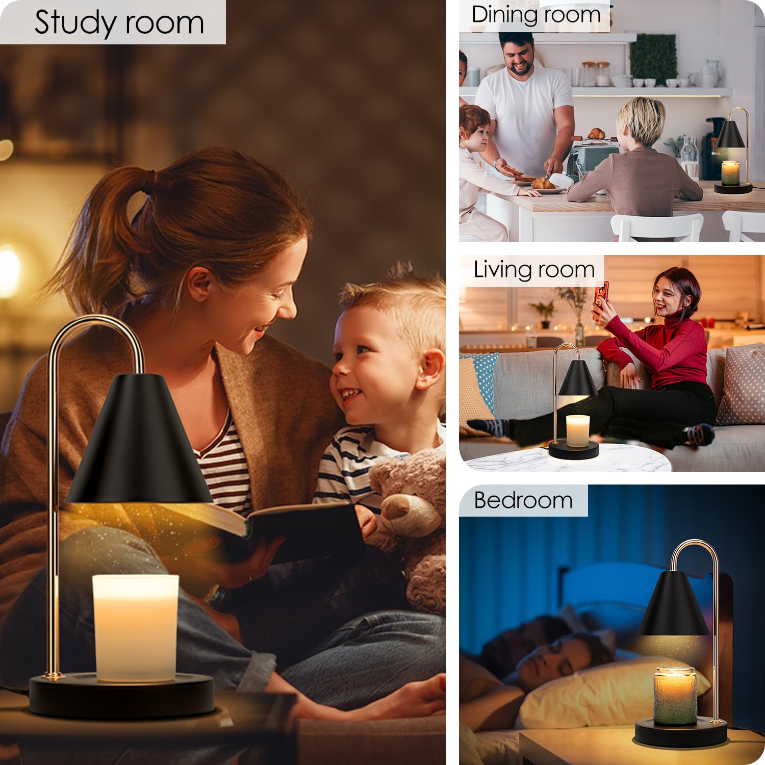 Electric Candle Warmer Lamp with Timer & Dimmable Light - Scented Wax Melter for Home Decor, No Smoke, Fits Various Jars, Includes 2 Bulbs (Black) - Perfect for Aromatherapy, Relaxation & Holiday Ambiance