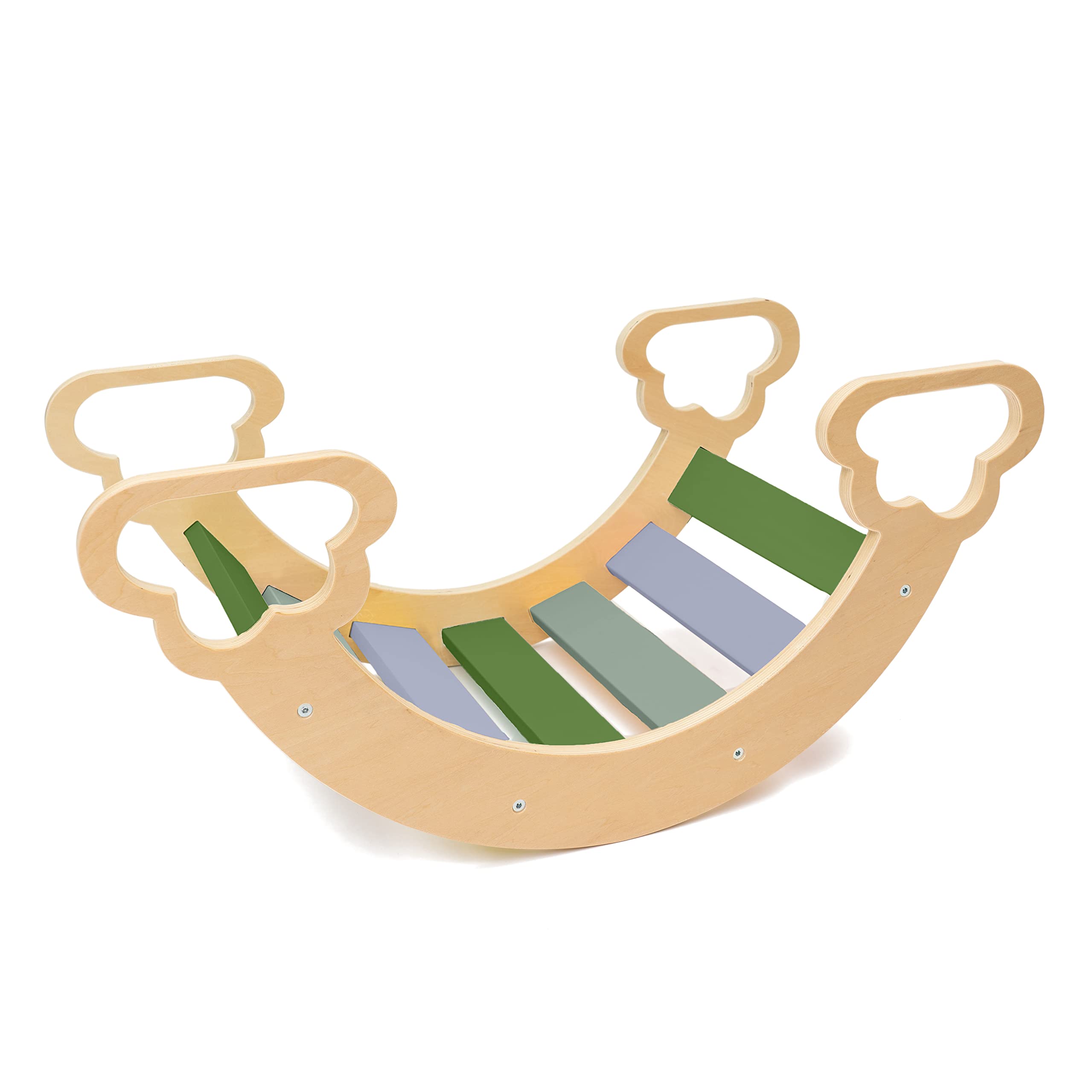 JumpOff Jo Wooden Arch Climber for Kids - Montessori Rocking & Climbing Toy - Indoor Playground Activity for Toddlers (Camo Green) - Perfect for Home, Daycare & Preschool Play Areas
