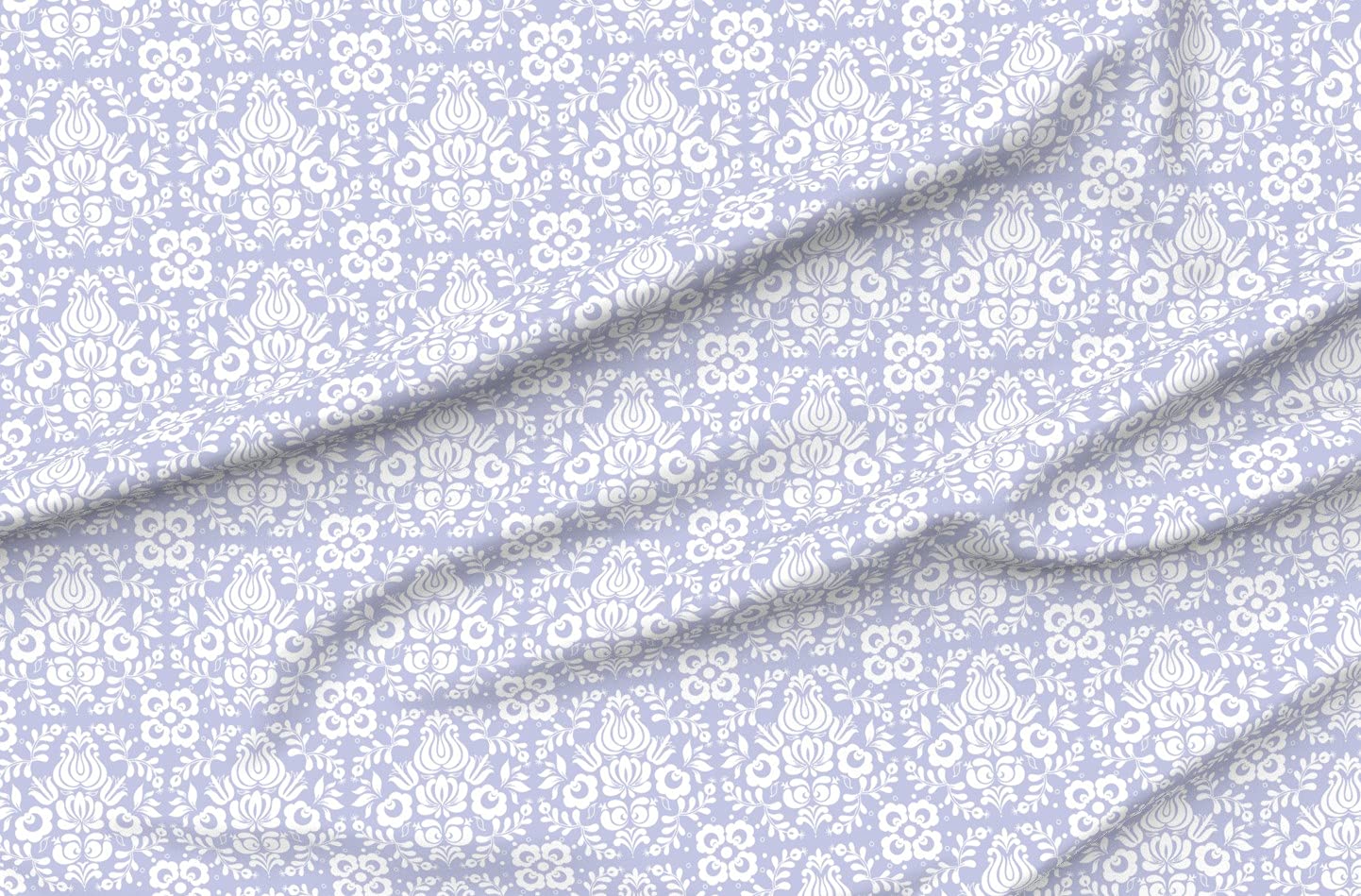 Premium Spoonflower Fabric - White Blue Violet Purple Lavender Folk Art Swedish Nordic Scandinavian Print on Soft Minky Fabric (Fat Quarter) for Sewing, Baby Blankets, Quilt Backing & Plush Projects - Perfect for Nursery Decor, DIY Crafts & Home Textiles