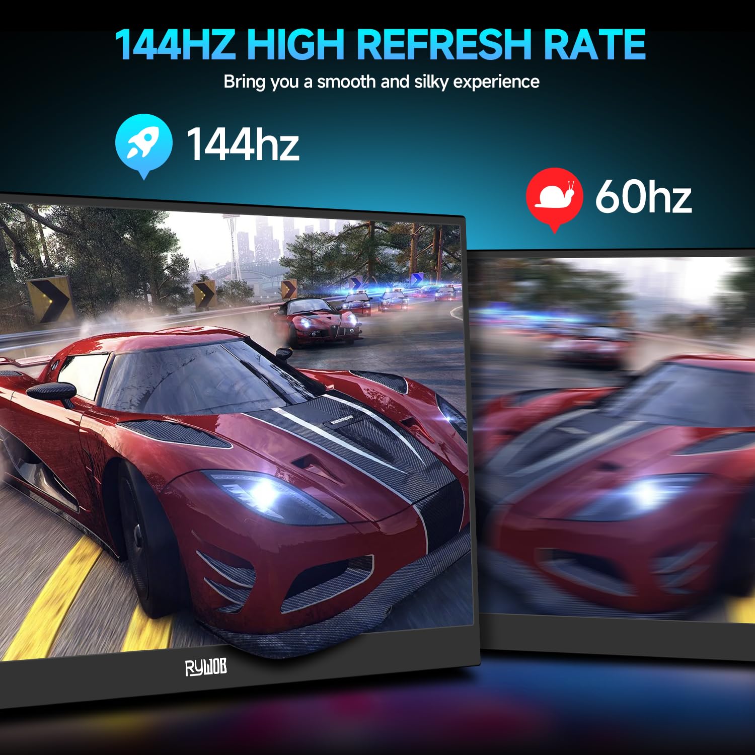 15.6 Inch Portable Gaming Monitor with IPS Screen - 144Hz Refresh Rate, Ultra Slim USB-C & HDMI Display - Compatible with Laptop, PC, PS5/4, Xbox, Mac, Nintendo Switch - Perfect for Travel, Office & Home Gaming Setup