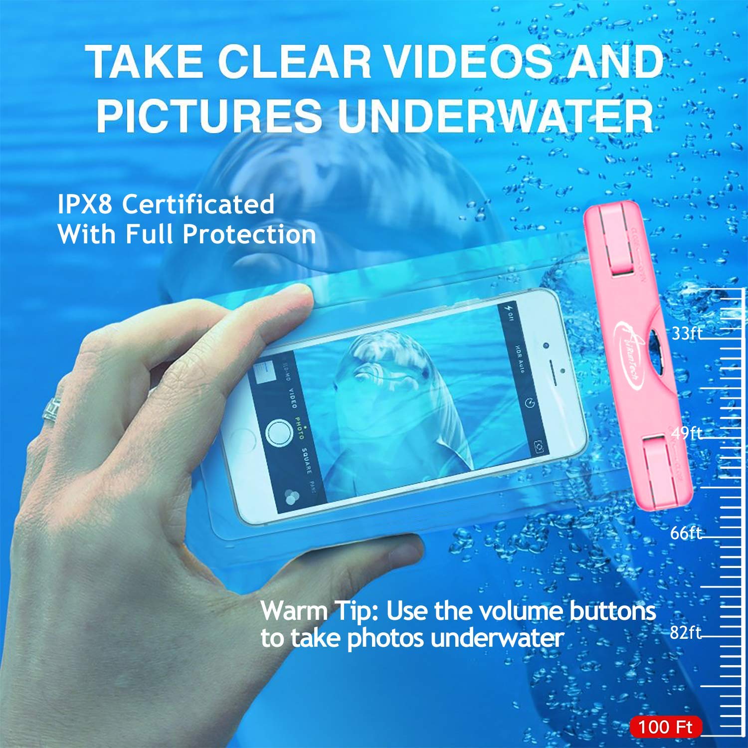 Waterproof Phone Pouch for iPhone 14/13/12/11/SE/Xs/XR/8/7 & Samsung Galaxy up to 7.0