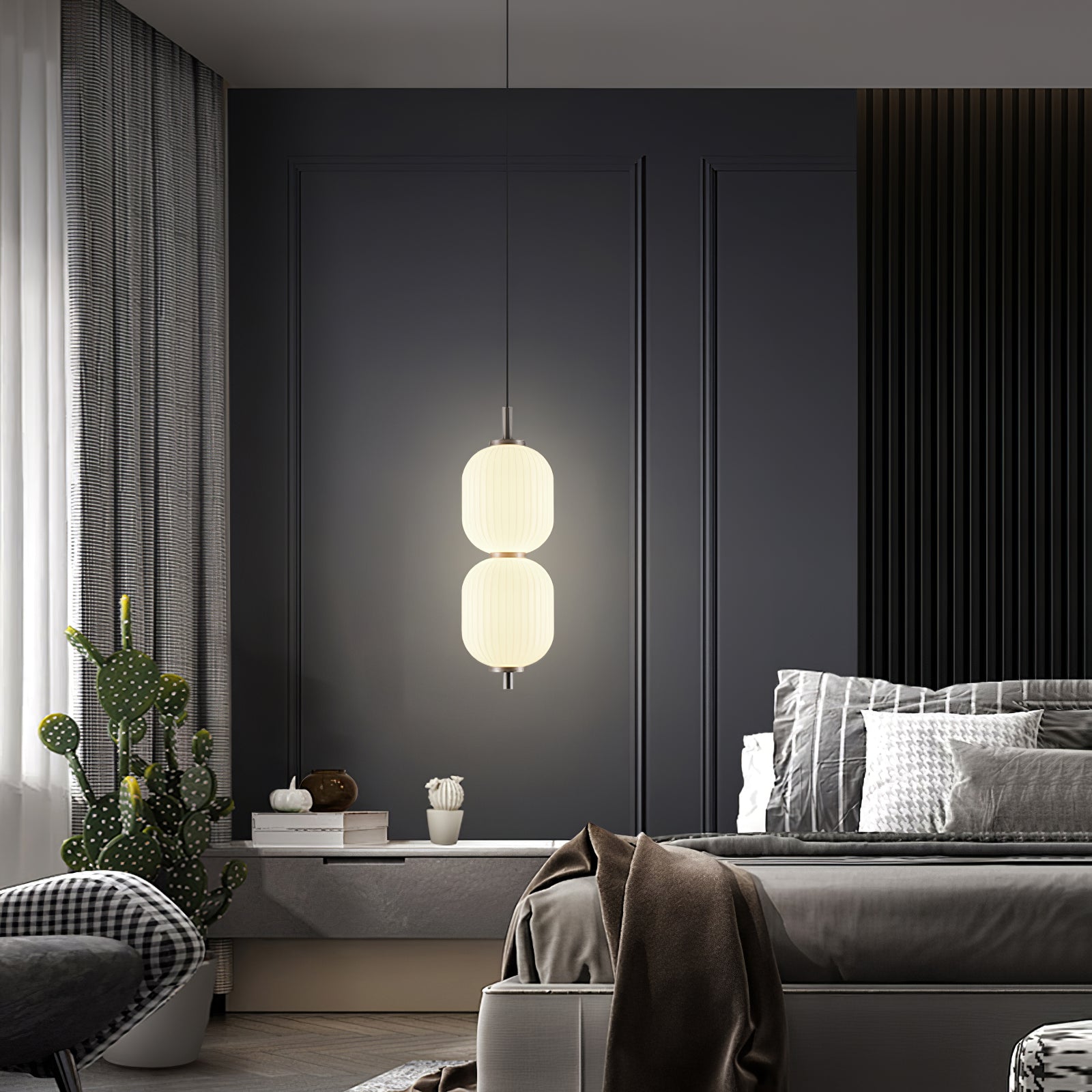 Modern Pendant Light Fixture - Adjustable Hanging Chandelier for Kitchen Island, Dining Room & Bedroom - Elegant Glass & Metal Ceiling Lamp for Home Decor