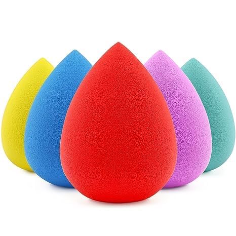 CHRONEX 5-Piece Makeup Sponge Set - Latex-Free Beauty Blender for Liquid, Cream & Powder Foundation - Multi-Colored Paw Paw Sponges for Flawless Blending - Perfect for Daily Makeup, Travel & Professional Use