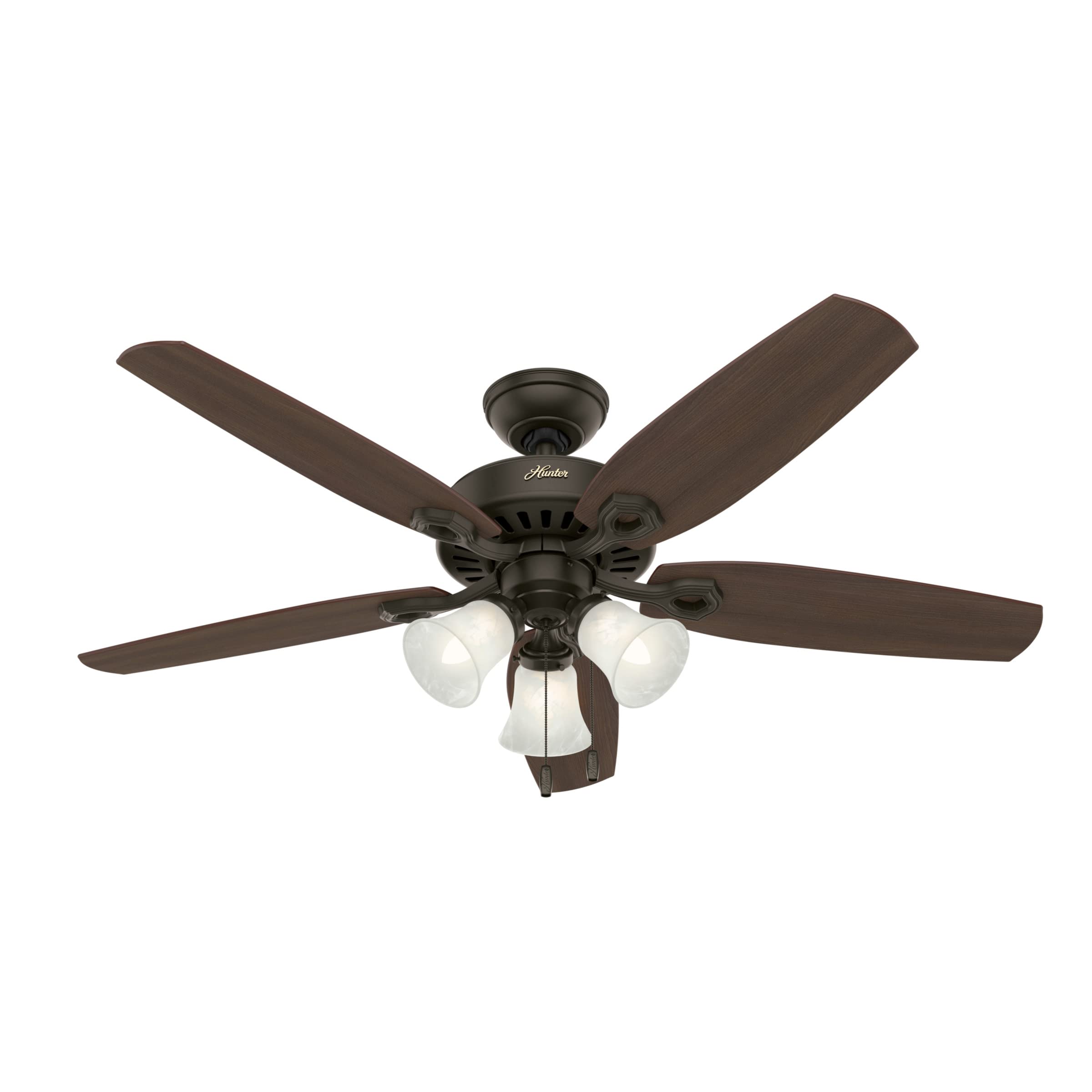 Hunter 53238 52-Inch Transitional Ceiling Fan - Builder Plus Collection, Dark New Bronze Finish - Perfect for Living Rooms, Bedrooms & Outdoor Spaces